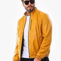 The Como Reversible Mustard Yellow & Black Leather Bomber Jacket