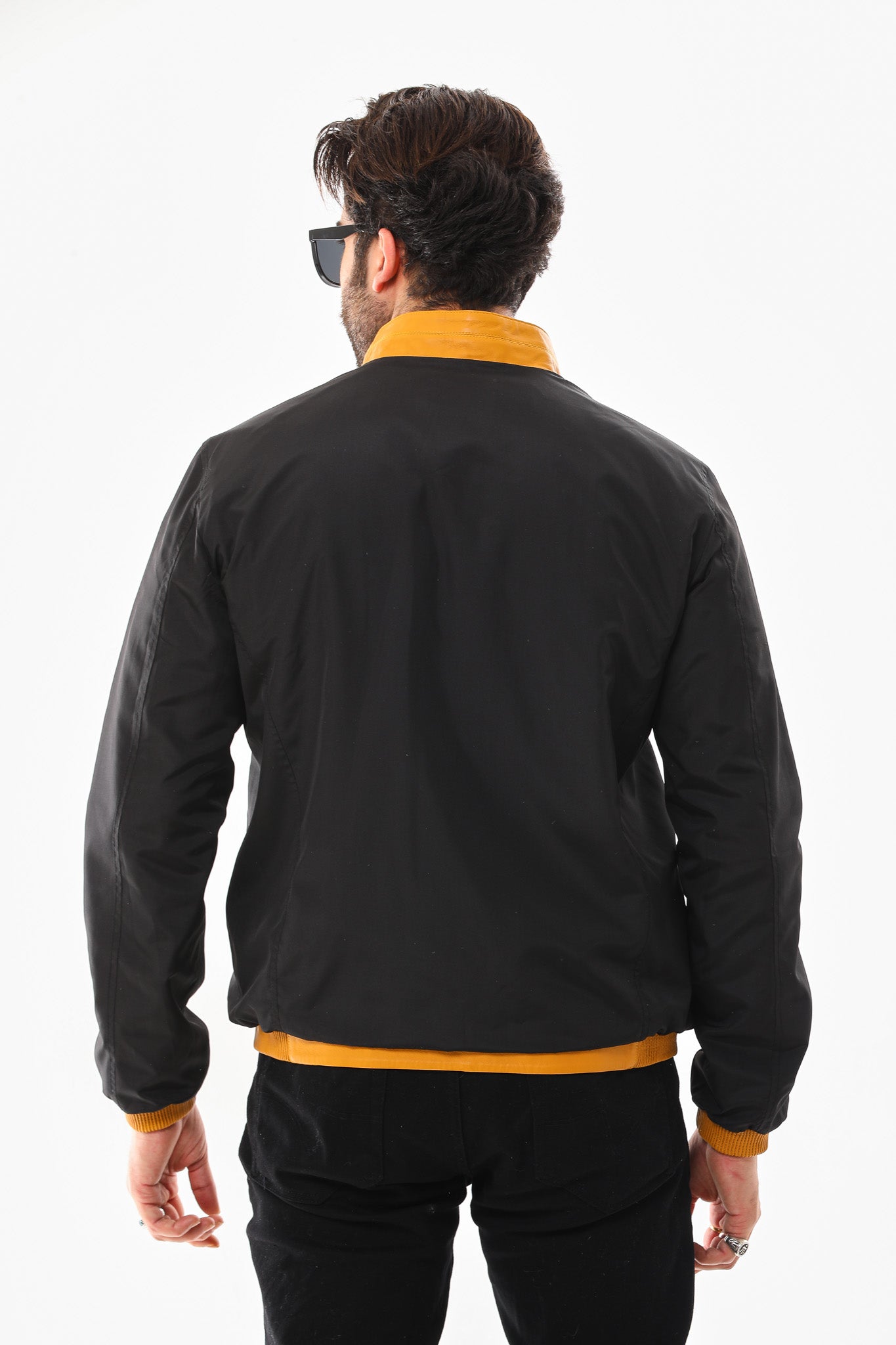 The Como Reversible Mustard Yellow & Black Leather Bomber Jacket