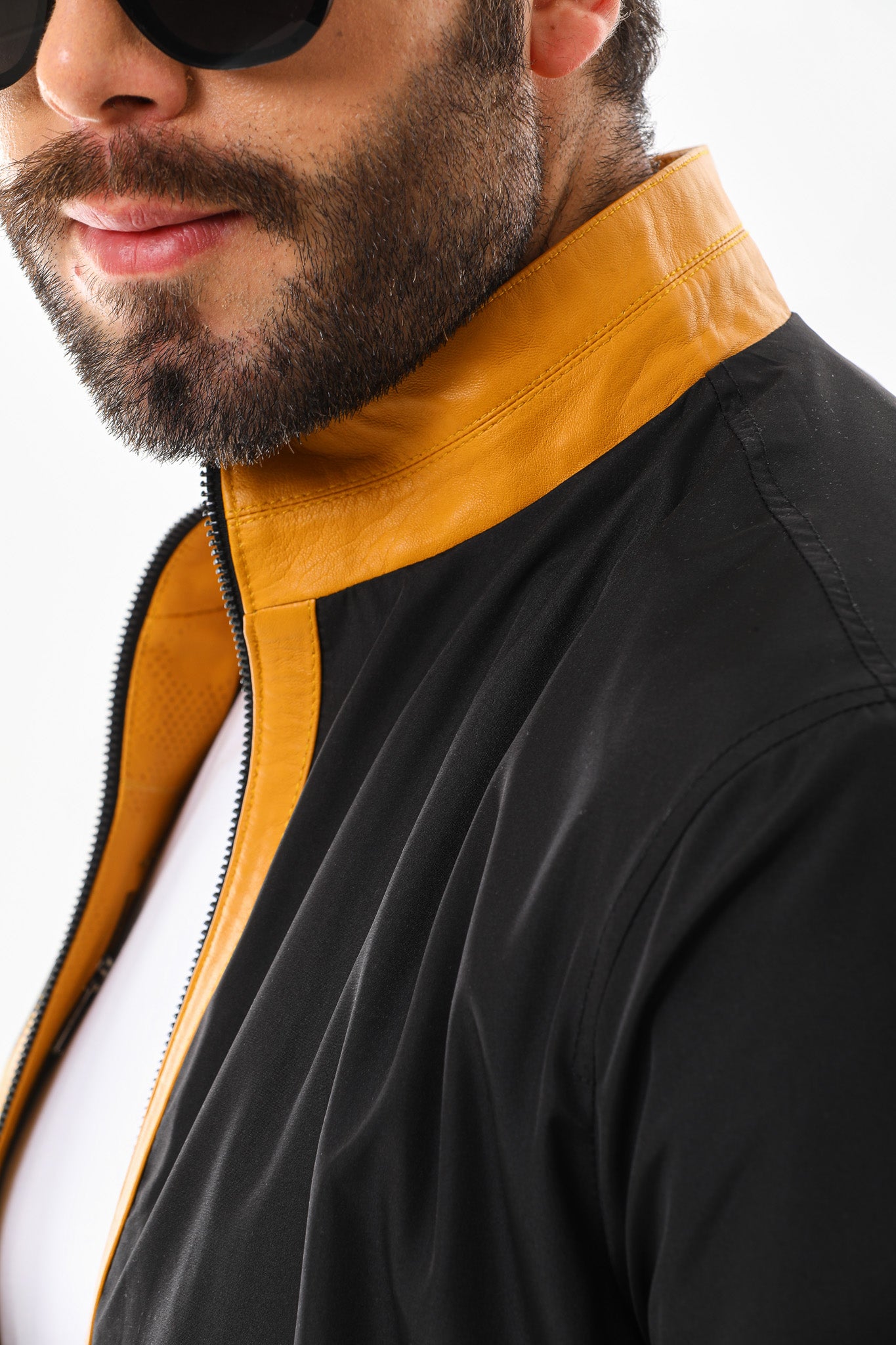 The Como Reversible Mustard Yellow & Black Leather Bomber Jacket