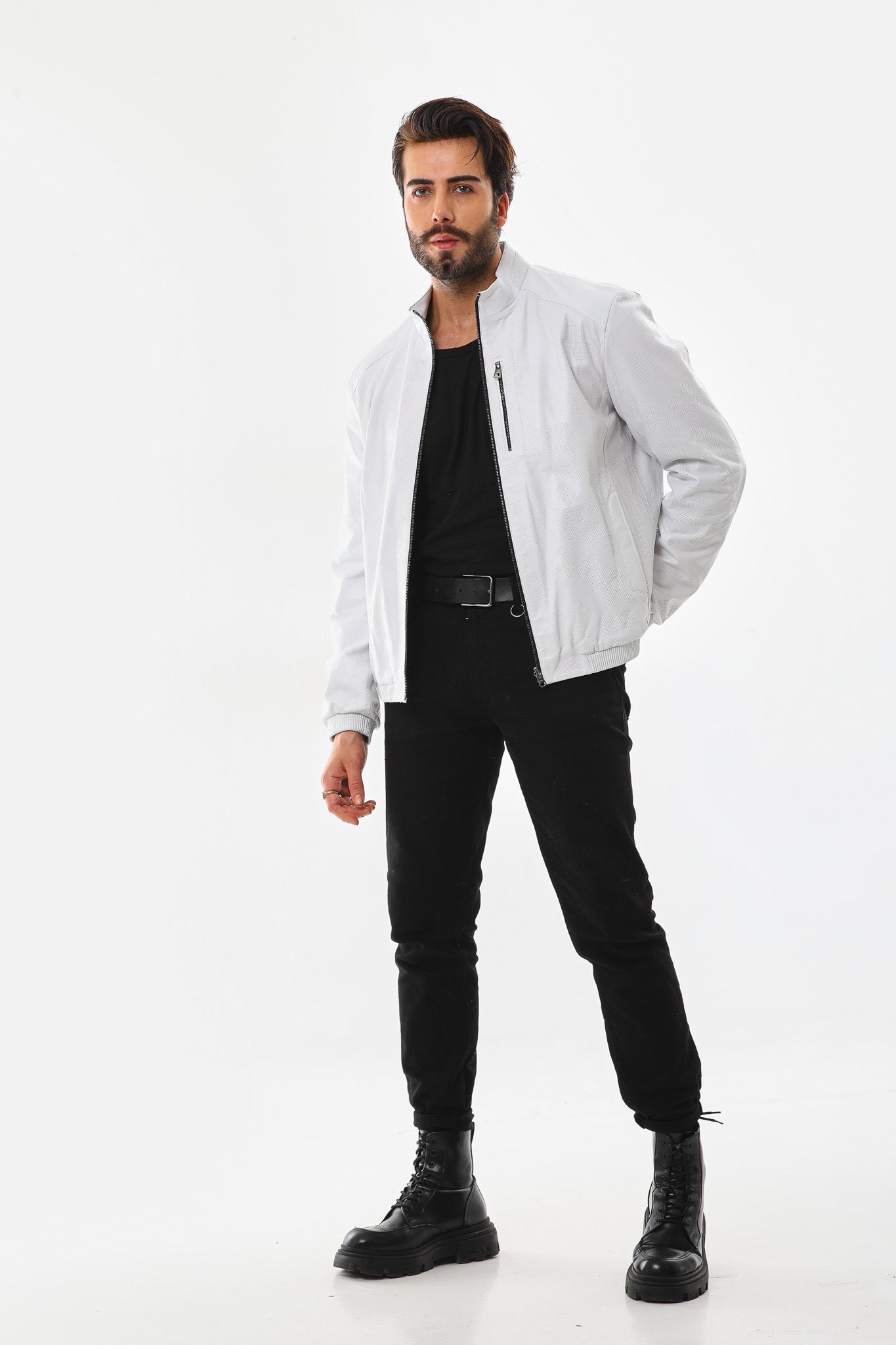 The Como Reversible White & Black Leather Bomber Jacket