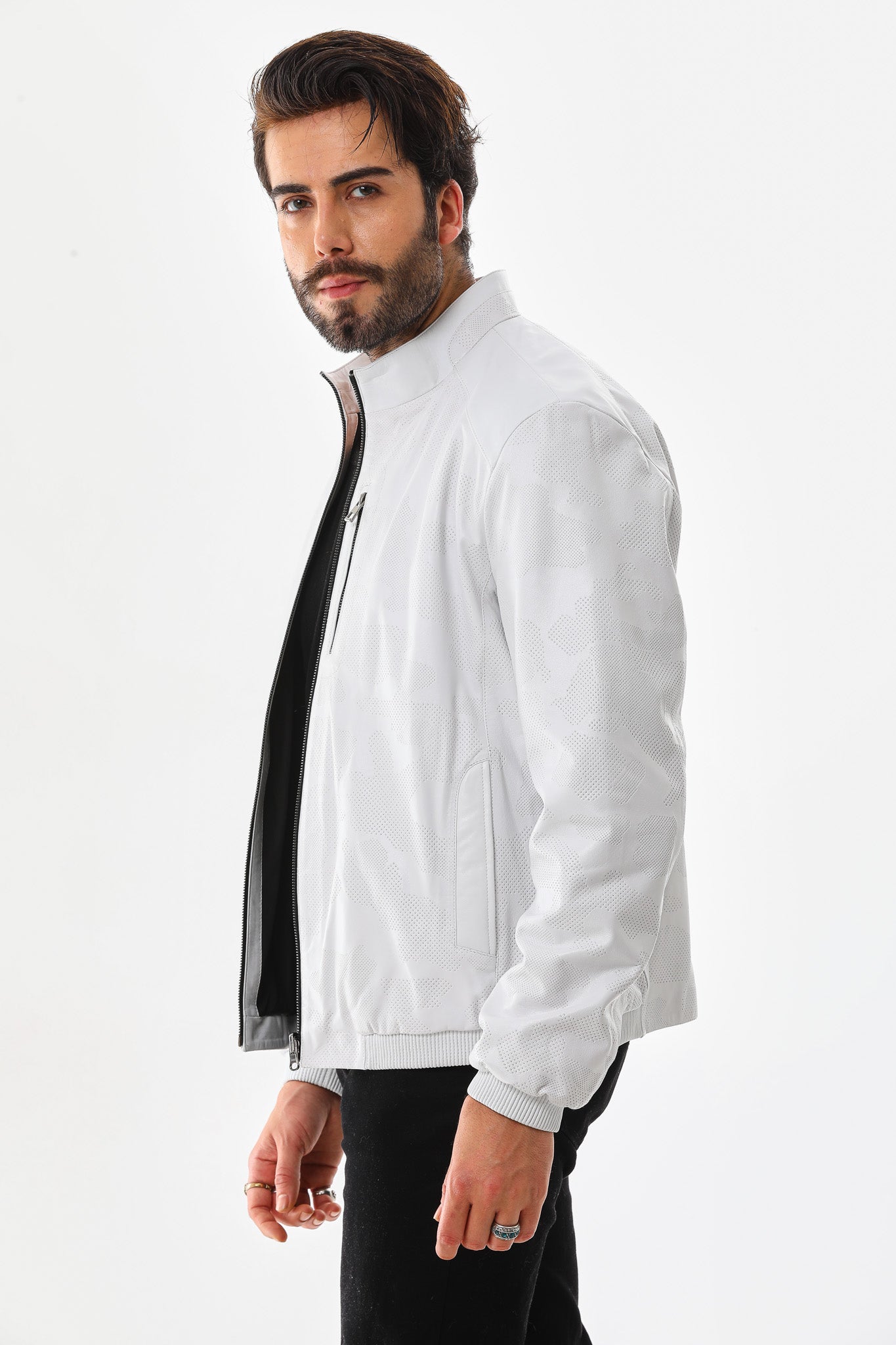 The Como Reversible White & Black Leather Bomber Jacket