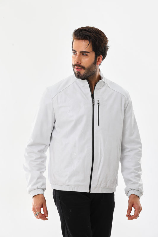 The Como Reversible White & Black Leather Bomber Jacket