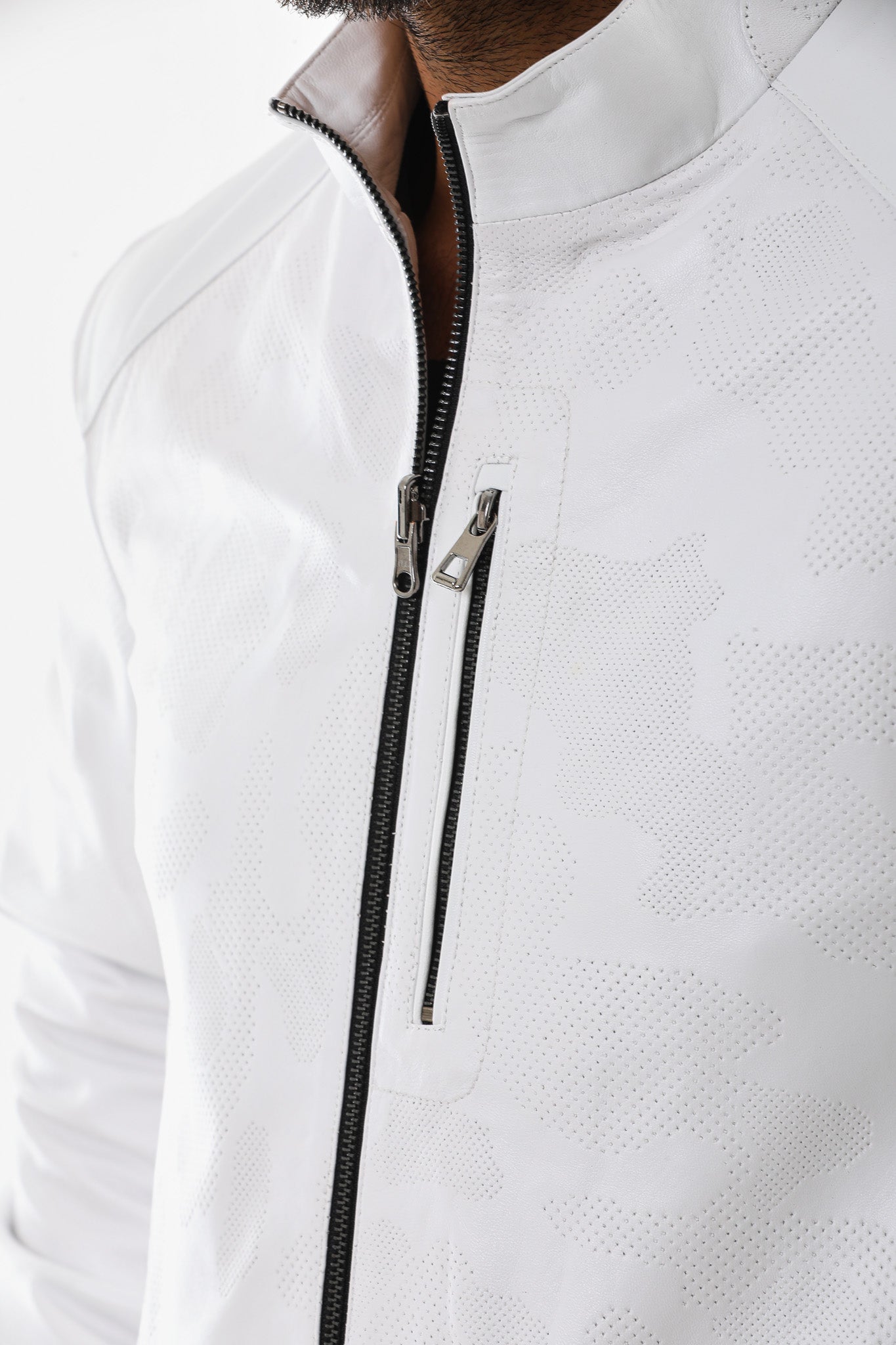 The Como Reversible White & Black Leather Bomber Jacket