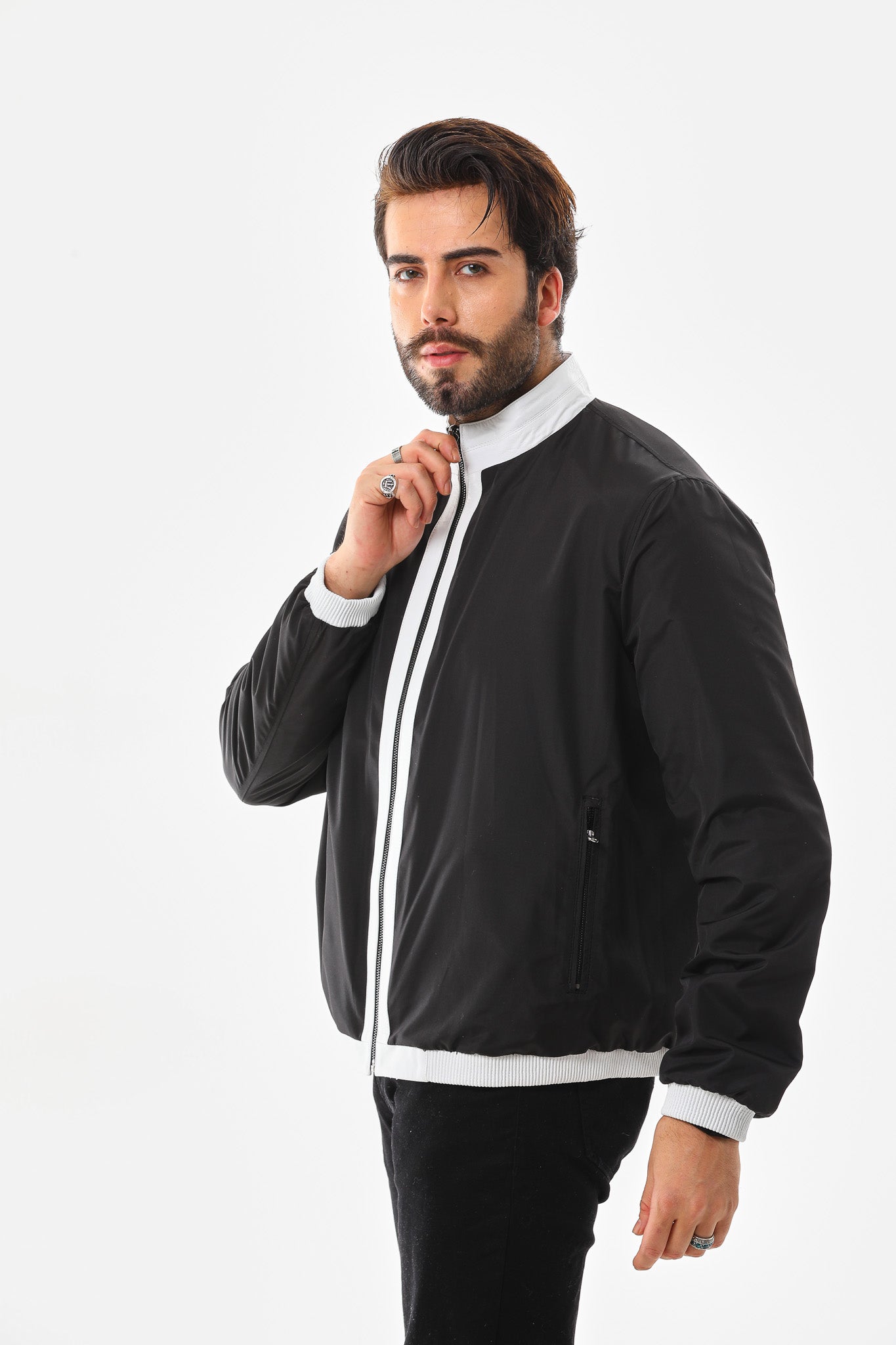 The Como Reversible White & Black Leather Bomber Jacket