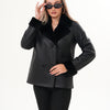 The Zurich Double-Breasted Black Shearling Leather Women Jacket