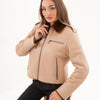 The Lucerne Tan Shearling-Lined Leather Women Jacket