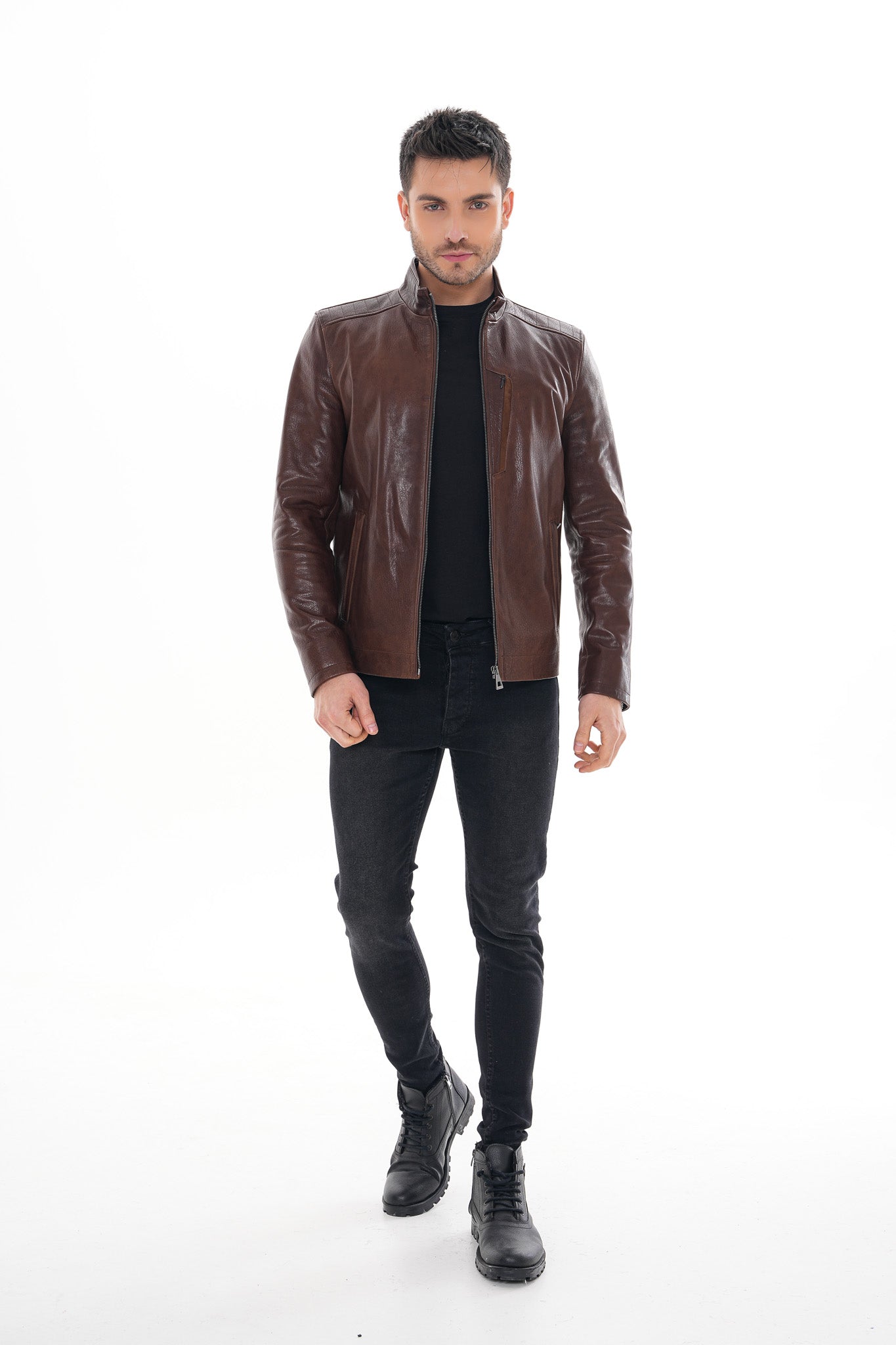 The Marco Brown Leather Men Jacket