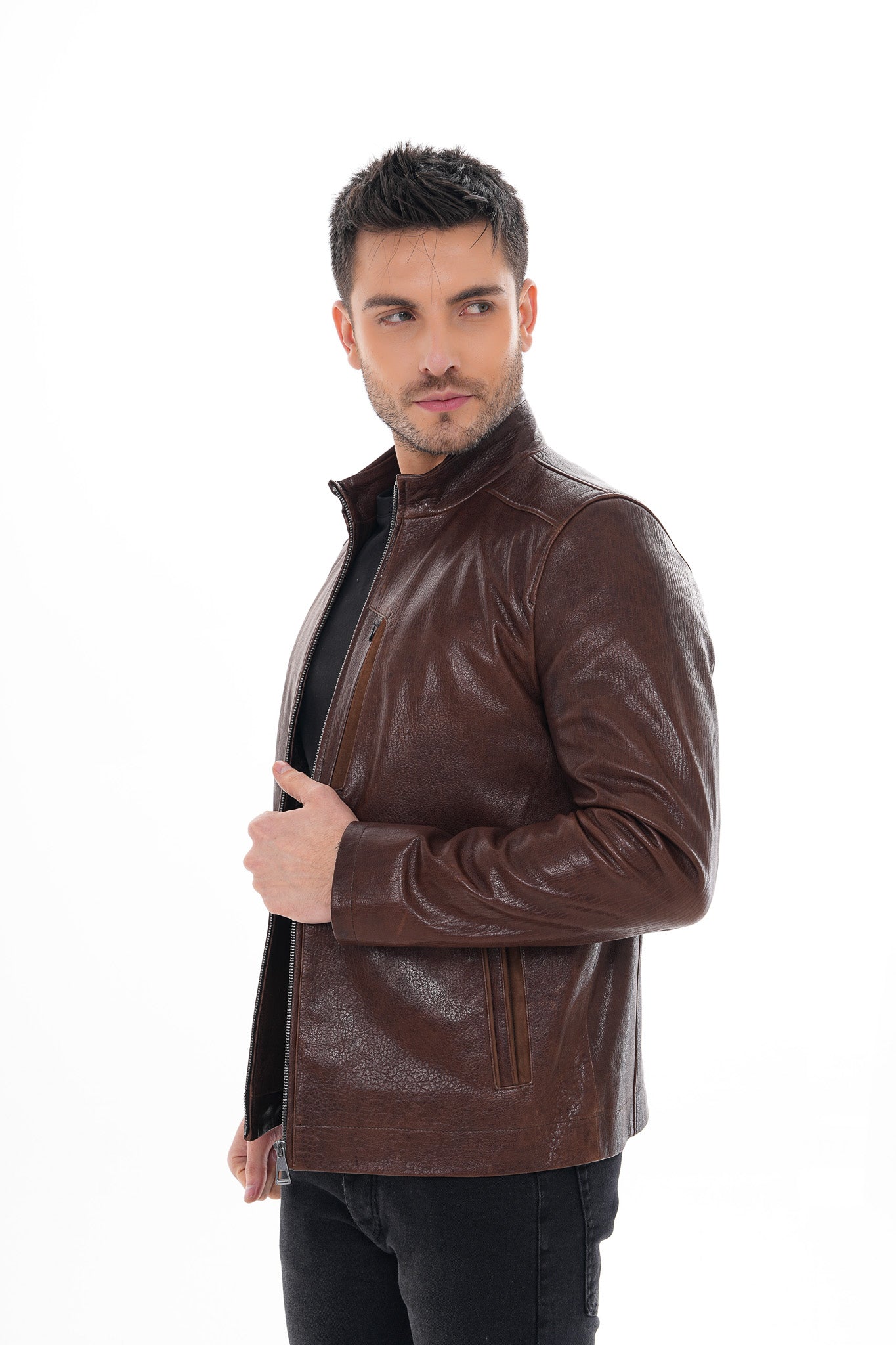 The Marco Brown Leather Men Jacket