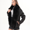 The Elise Black Shearling Leather Jacket