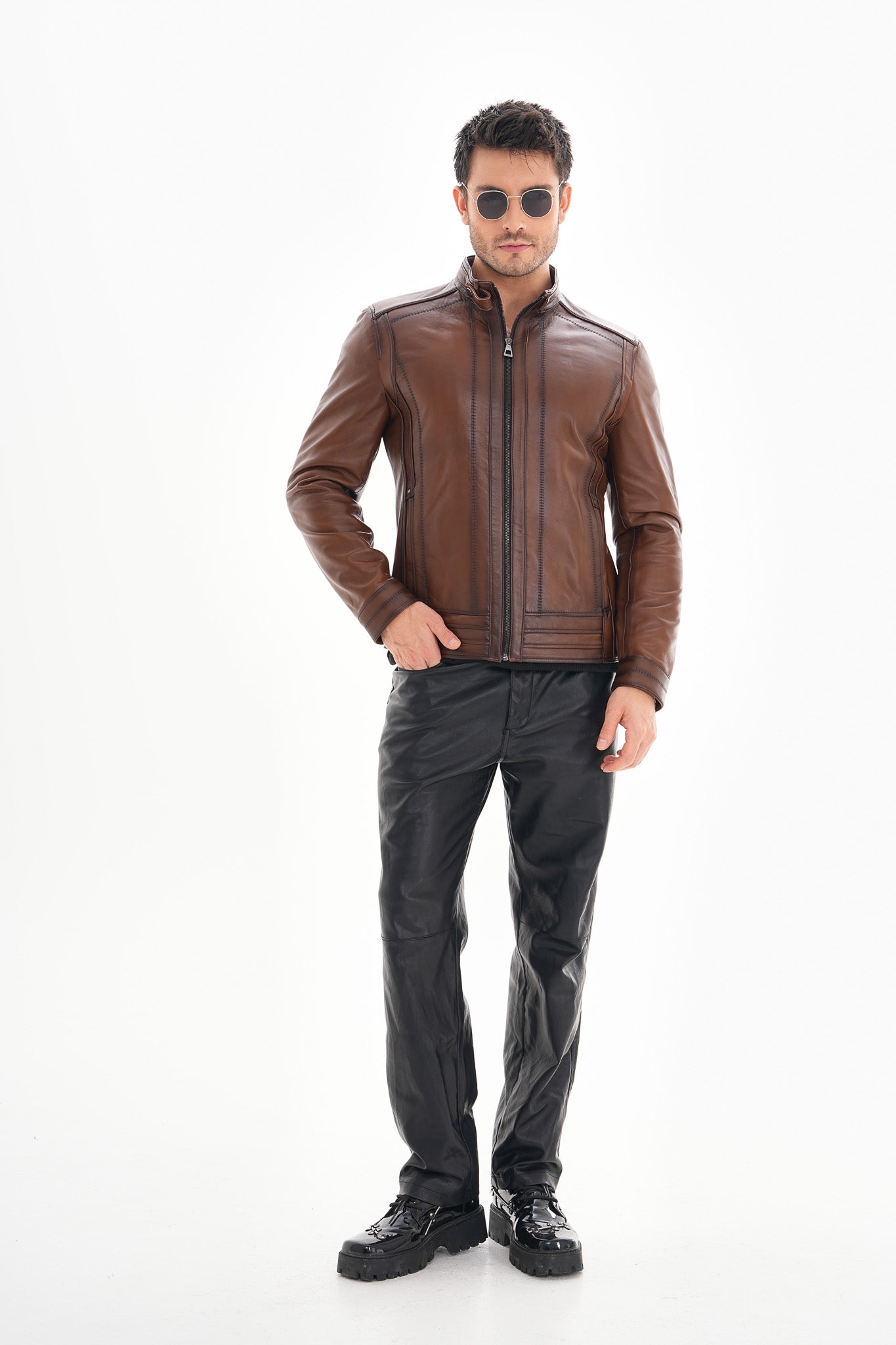 The Arezzo Brown Leather Men Jacket