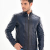 The Arezzo Navy Blue Leather Men Jacket