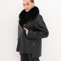 The Duchess Shearling Black Leather Women Jacket