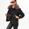 La chaqueta de cuero para mujer Auretta Brown Collar Shearling