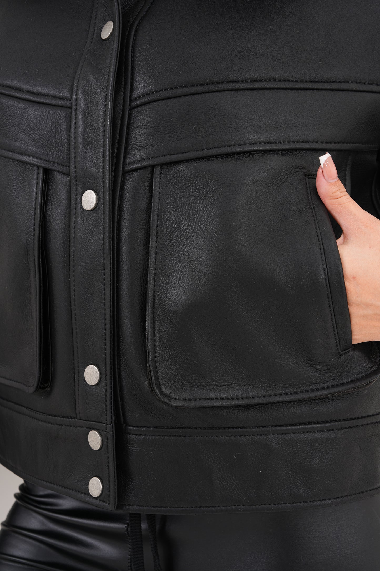 The Auretta Brown Collar Shearling Leather Women Jacket