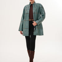The Prado Reversible Green Leather Women Jacket
