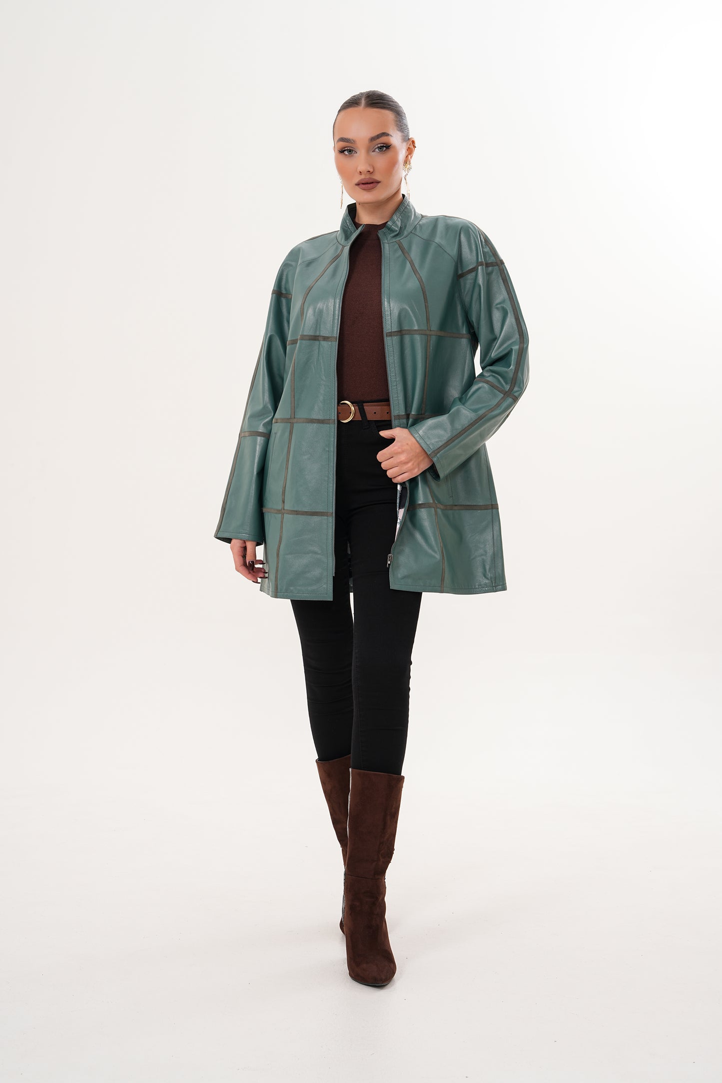 The Prado Reversible Green Leather Women Jacket