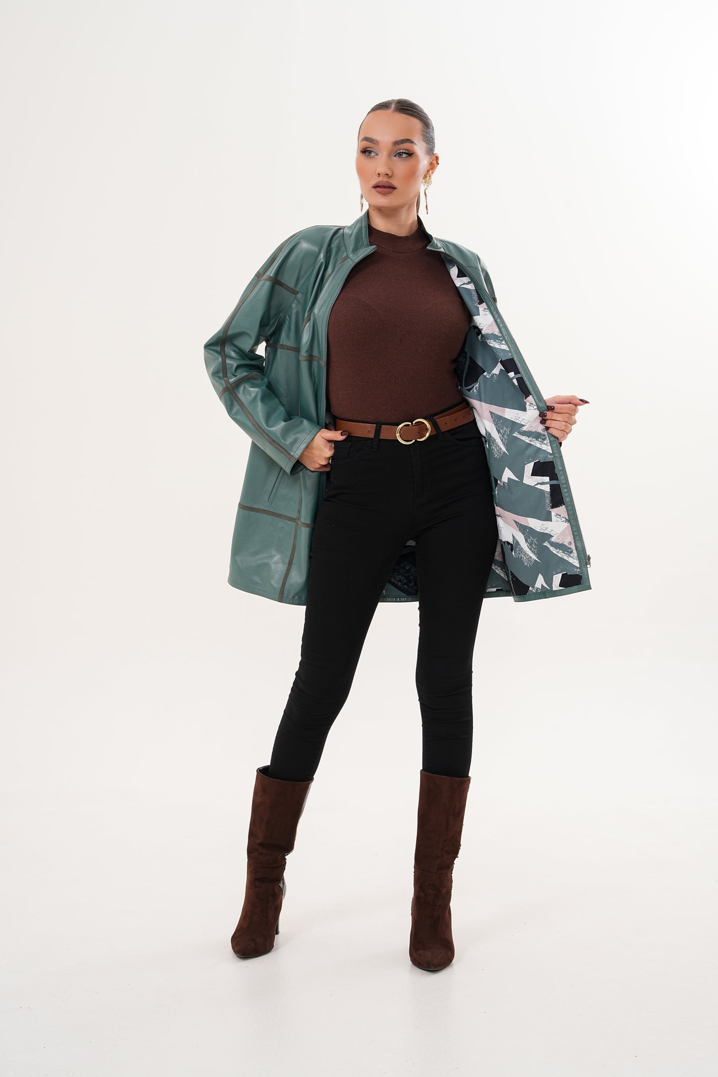 The Prado Reversible Green Leather Women Jacket
