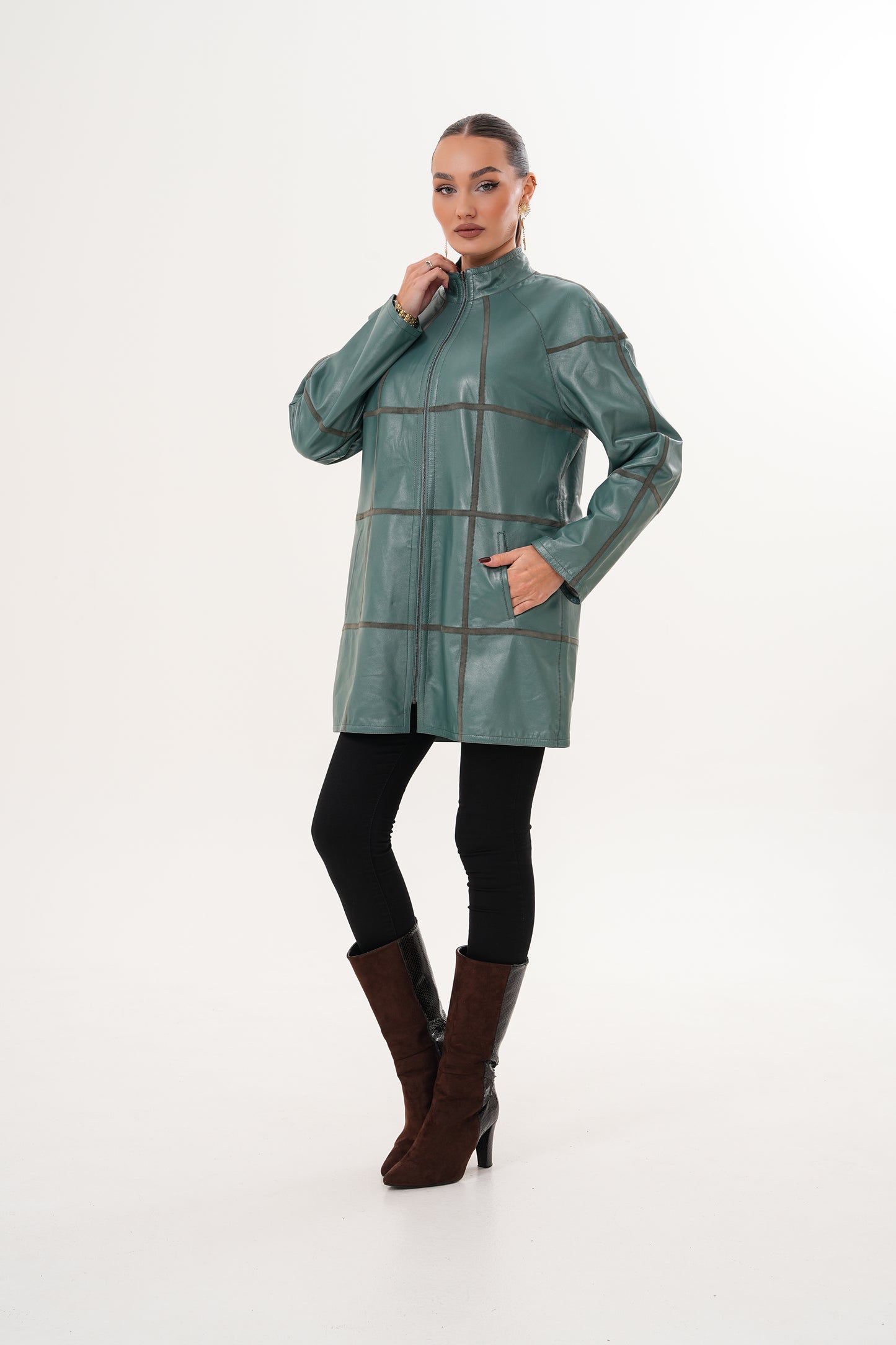 The Prado Reversible Green Leather Women Jacket