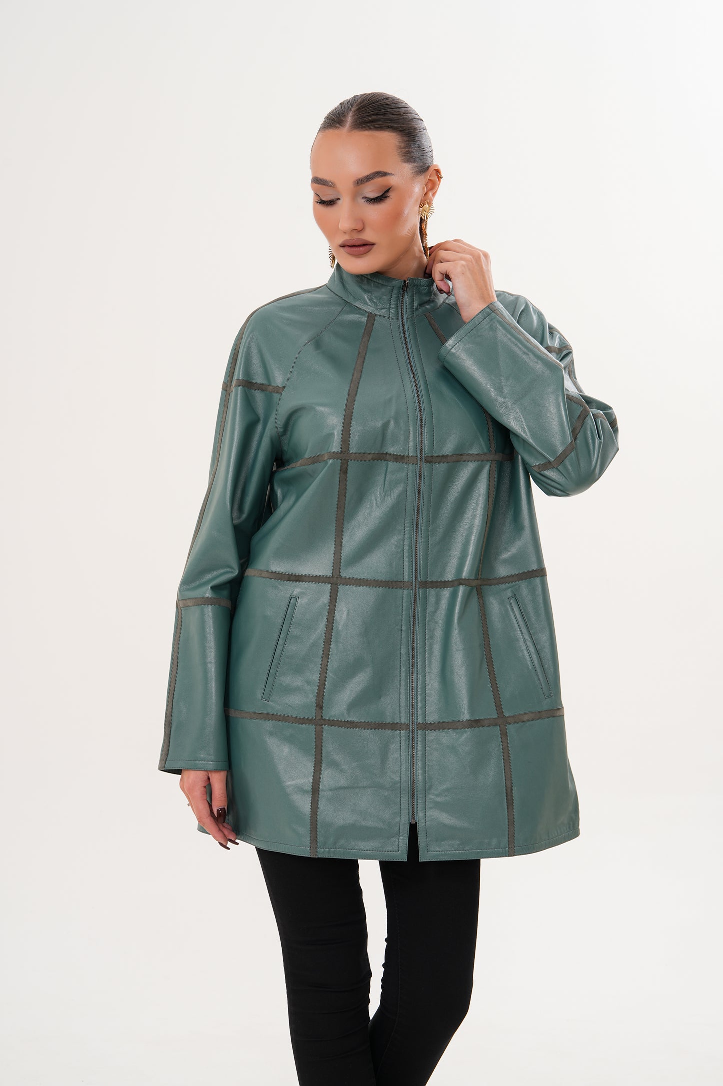The Prado Reversible Green Leather Women Jacket