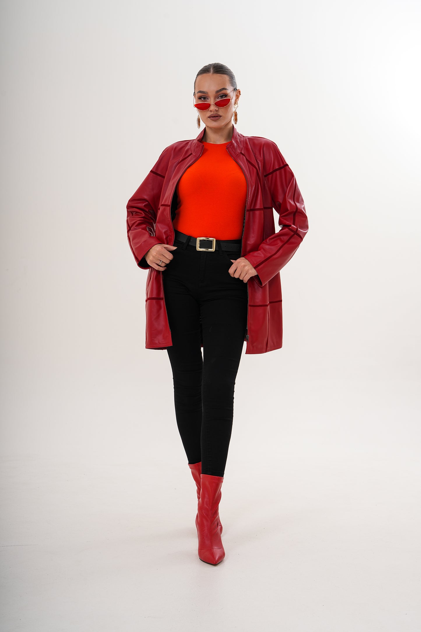 The Prado Reversible Red Leather Women Jacket