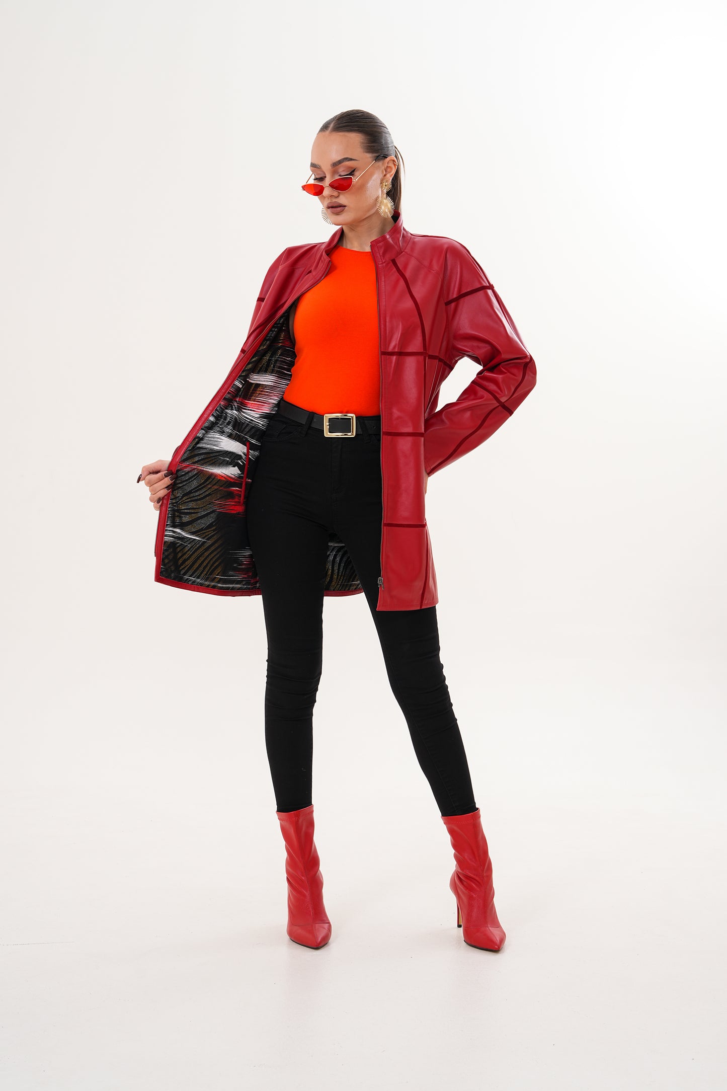The Prado Reversible Red Leather Women Jacket