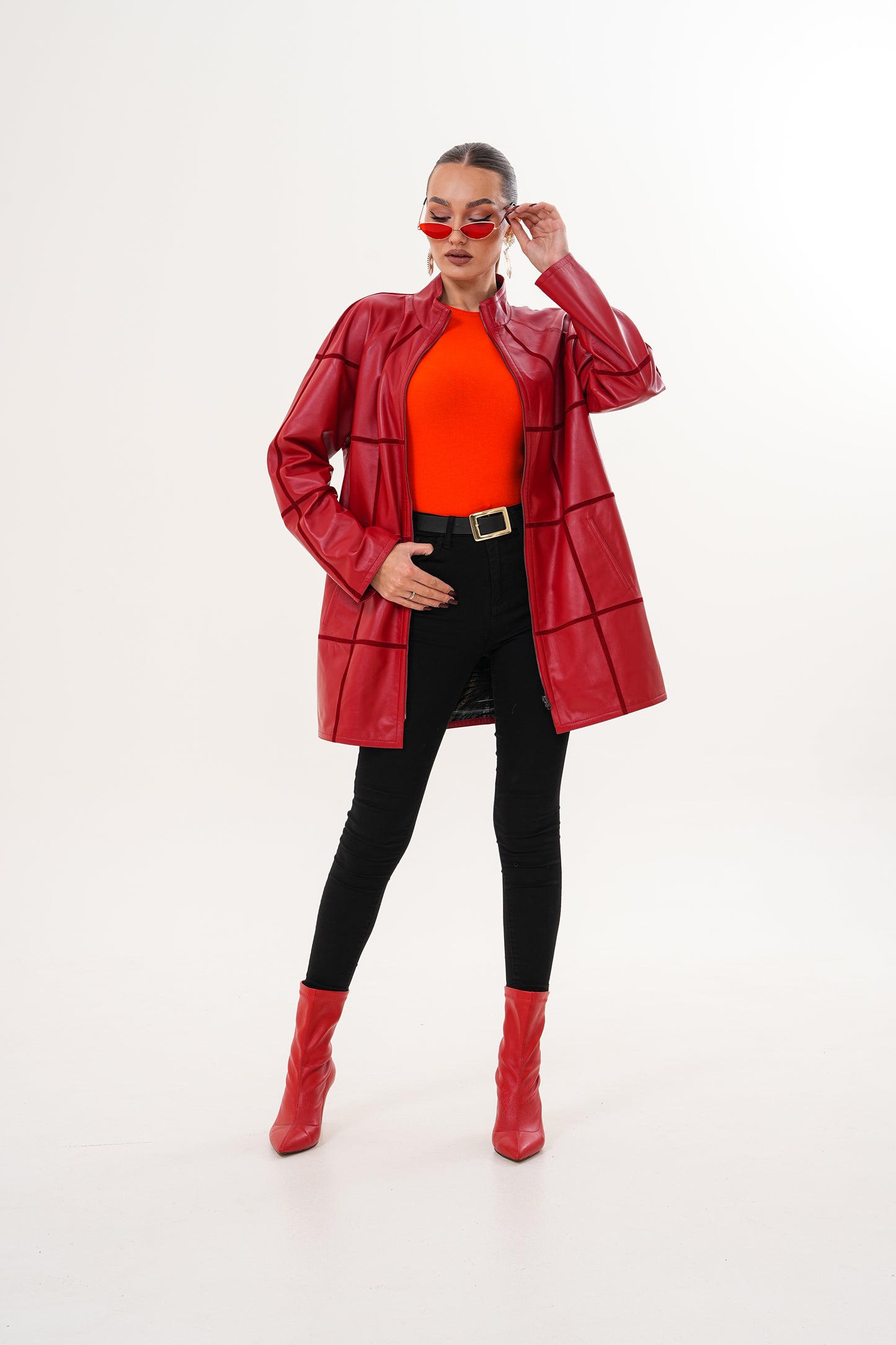 The Prado Reversible Red Leather Women Jacket
