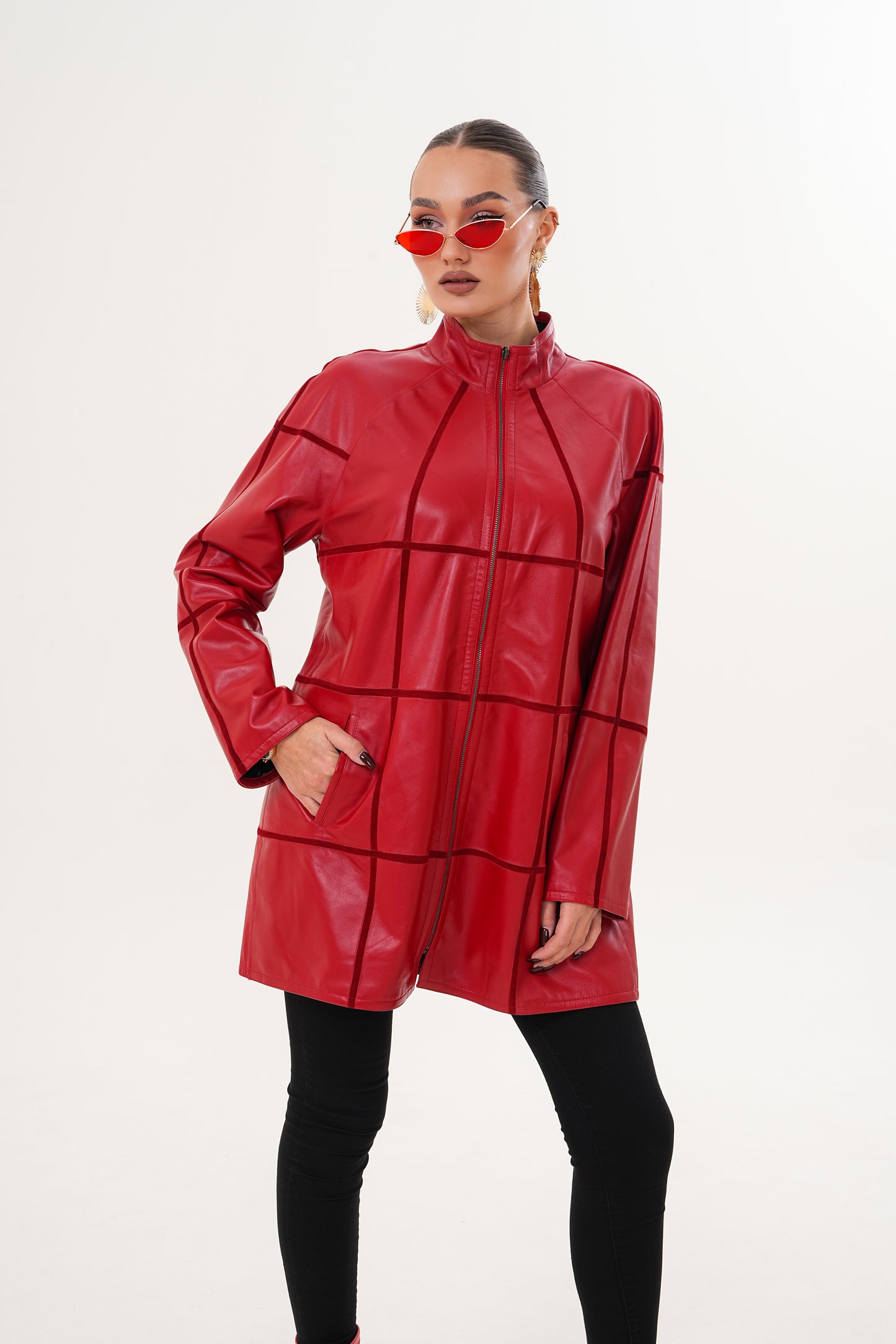 The Prado Reversible Red Leather Women Jacket