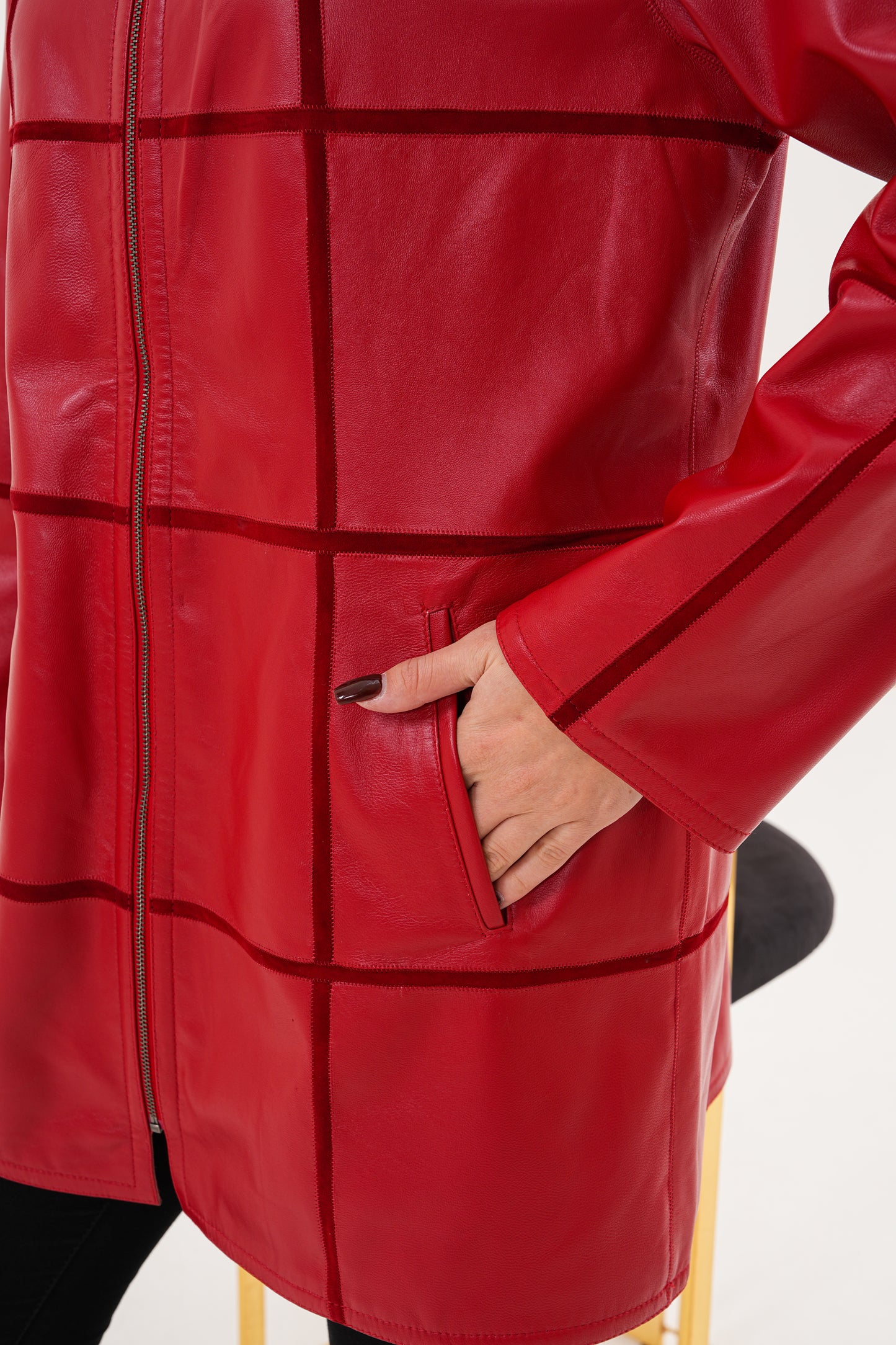 The Prado Reversible Red Leather Women Jacket