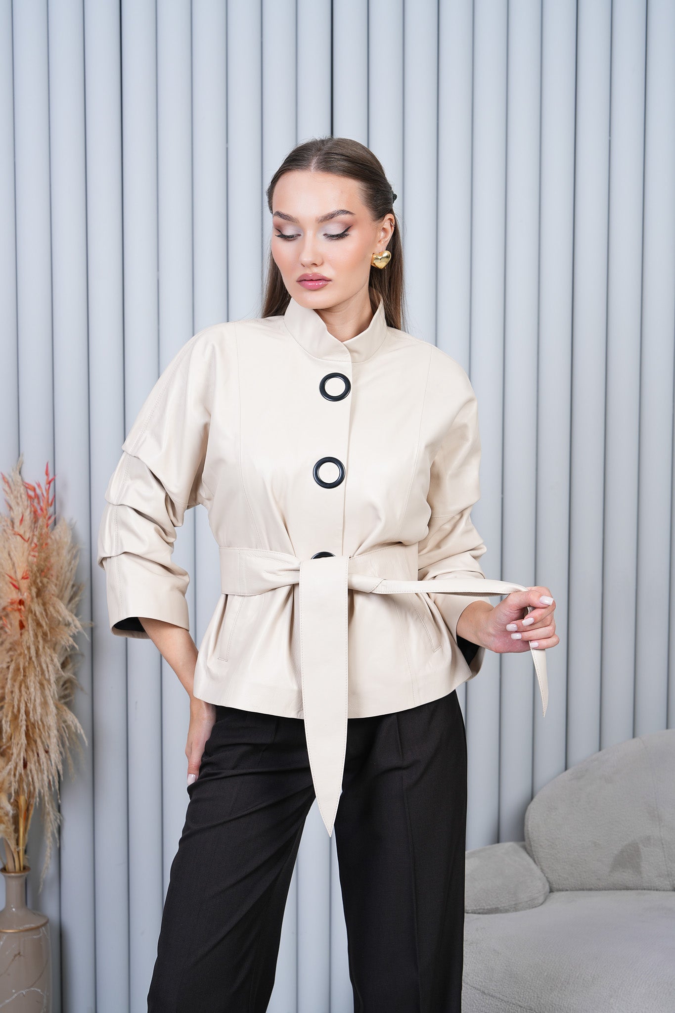 The Odessa Cream Leather Women Jacket