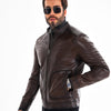 The Brescia Brown Leather Racer Men Jacket