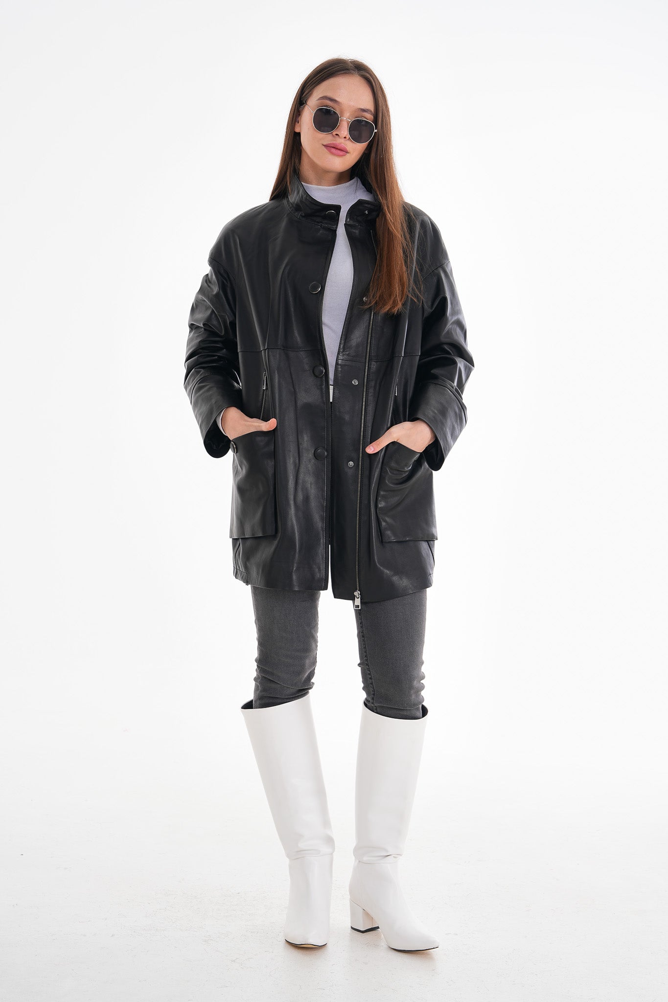 The Lioara Black Leather Women Jacket