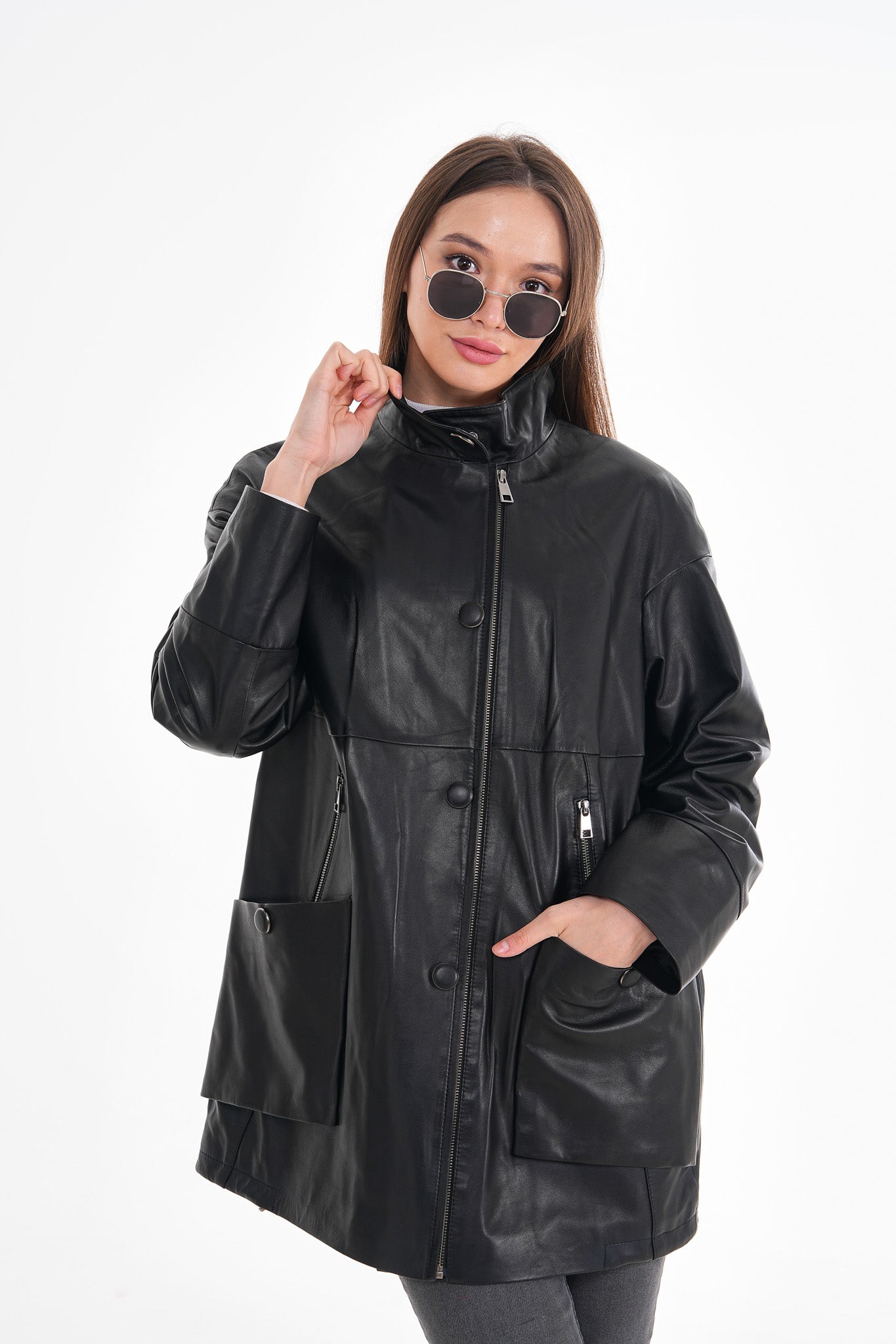 The Lioara Black Leather Women Jacket