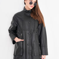 The Lioara Black Leather Women Jacket