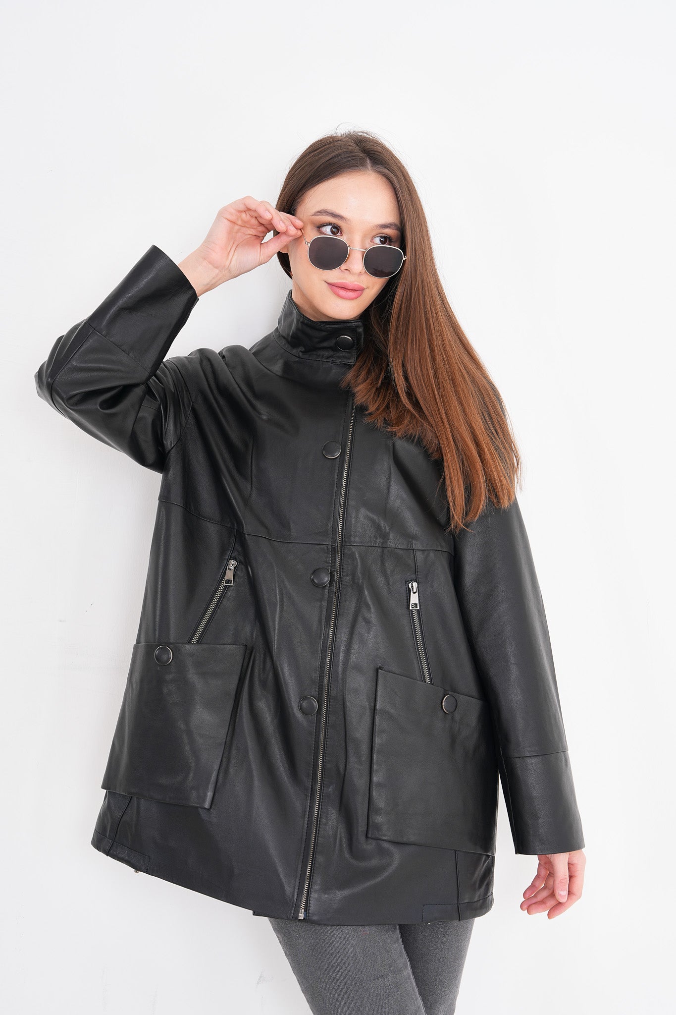The Lioara Black Leather Women Jacket