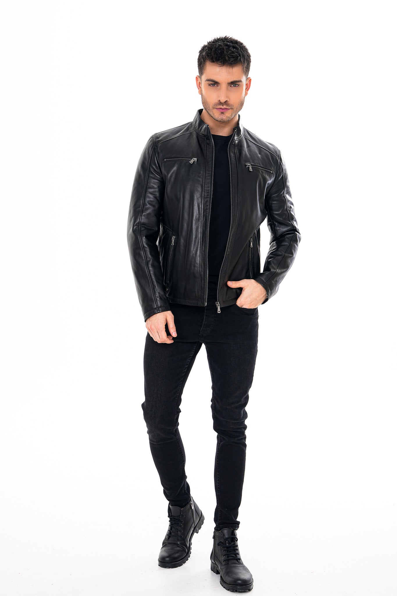 The Falcon Black Smooth Leather Men Jacket