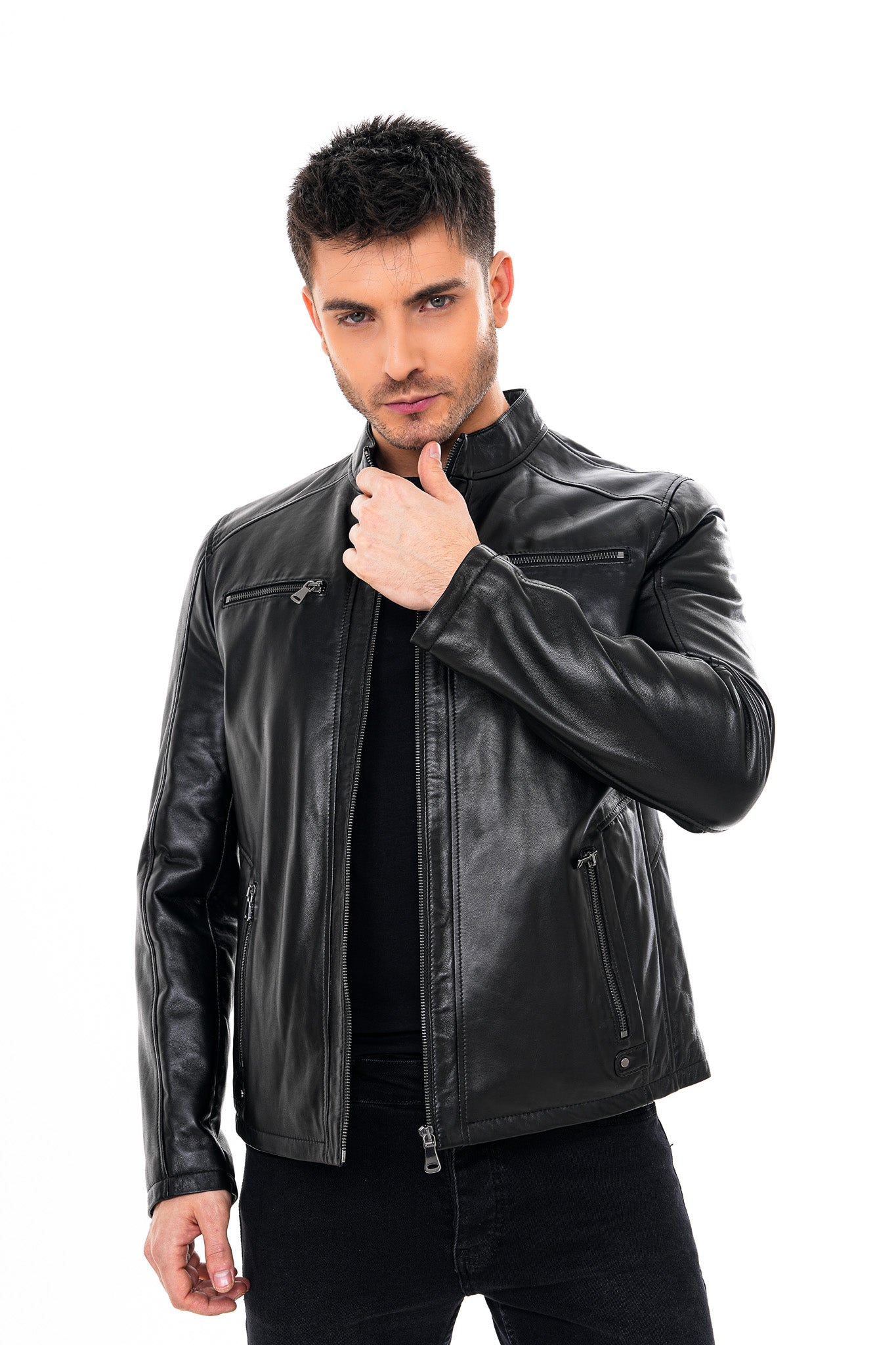 The Falcon Black Smooth Leather Men Jacket