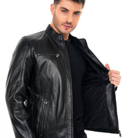 The Falcon Black Smooth Leather Men Jacket