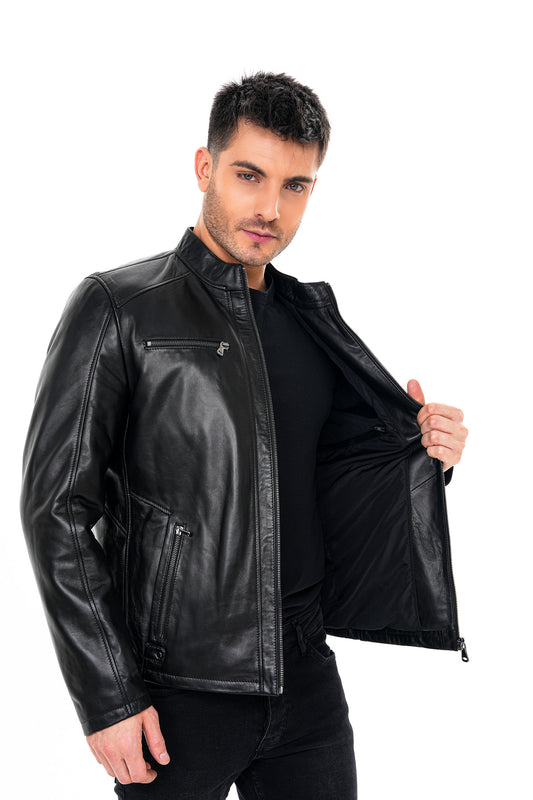 The Falcon Black Smooth Leather Men Jacket