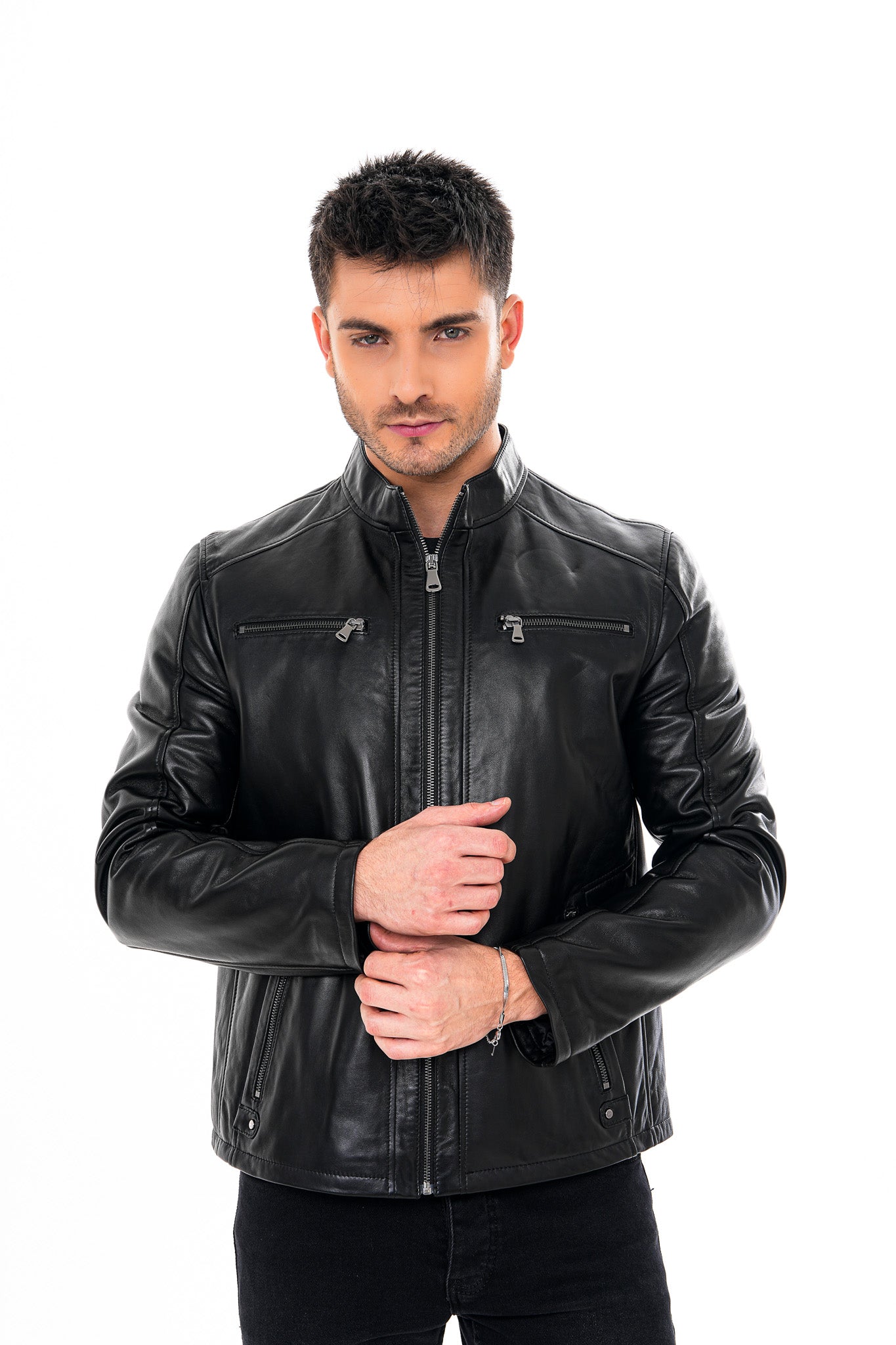 The Falcon Black Smooth Leather Men Jacket