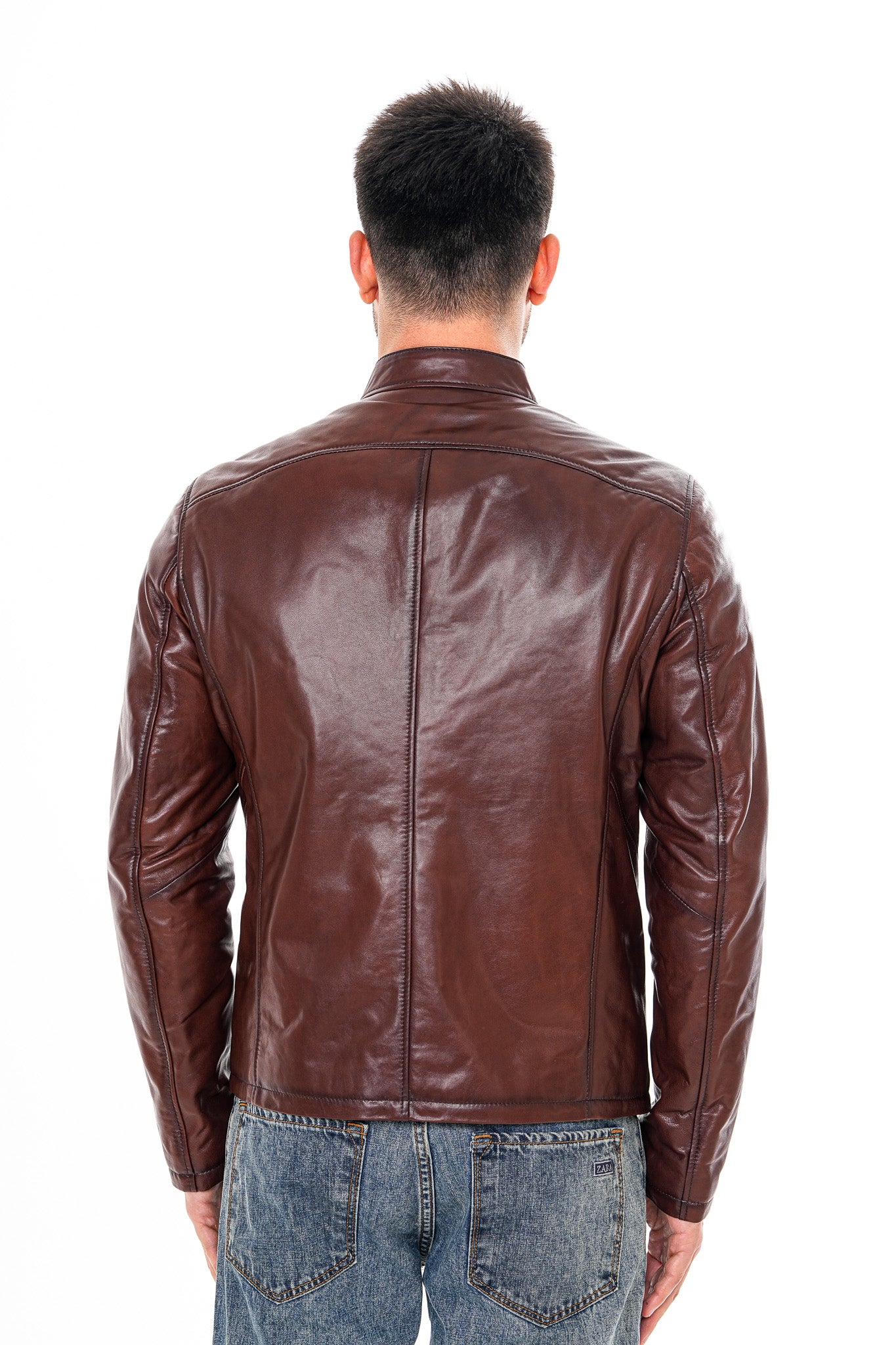 The Falcon Cognac Brown Smooth Leather Men Jacket