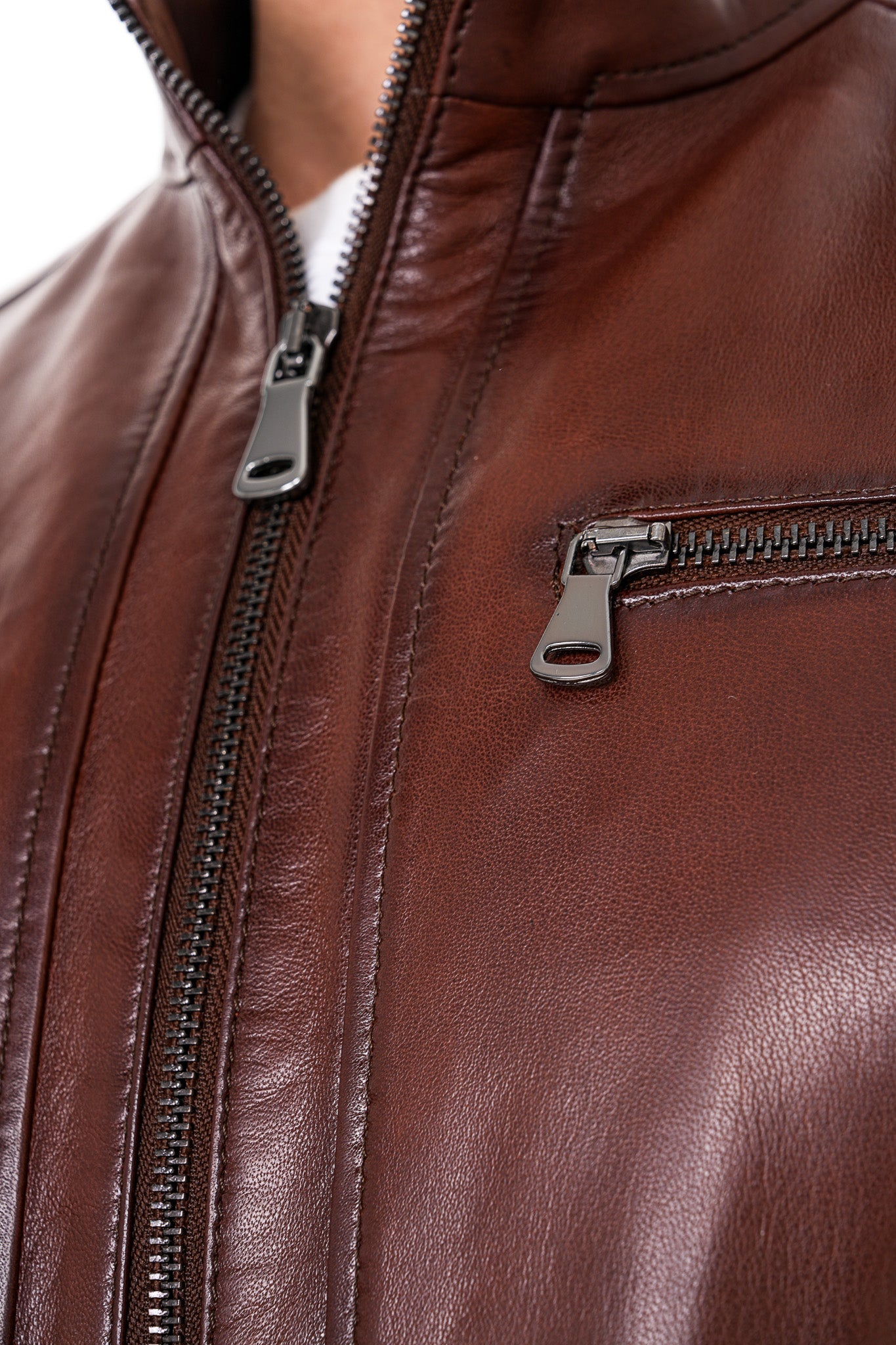 The Falcon Cognac Brown Smooth Leather Men Jacket