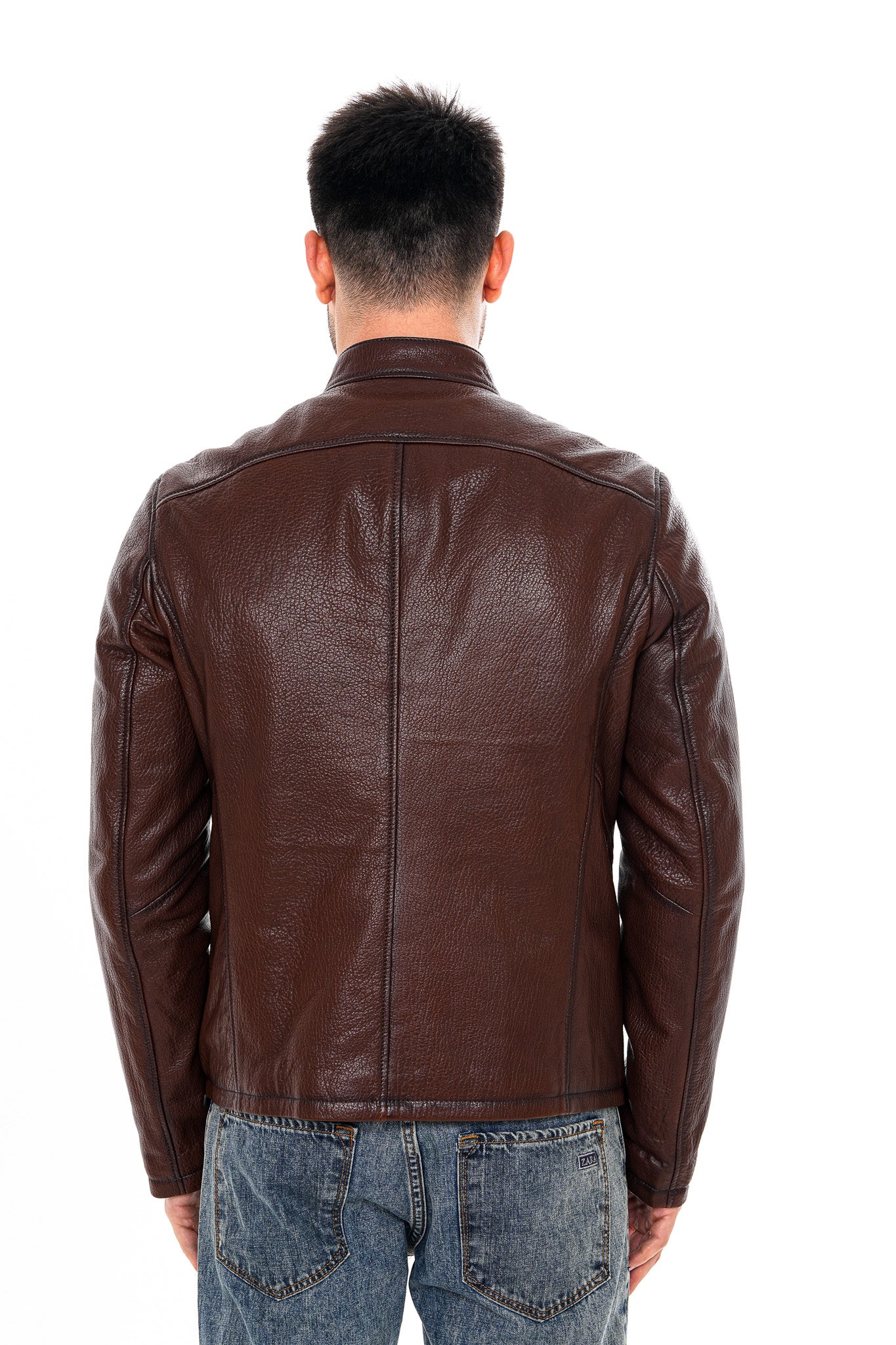 The Falcon Brown Pebbled Leather Men Jacket
