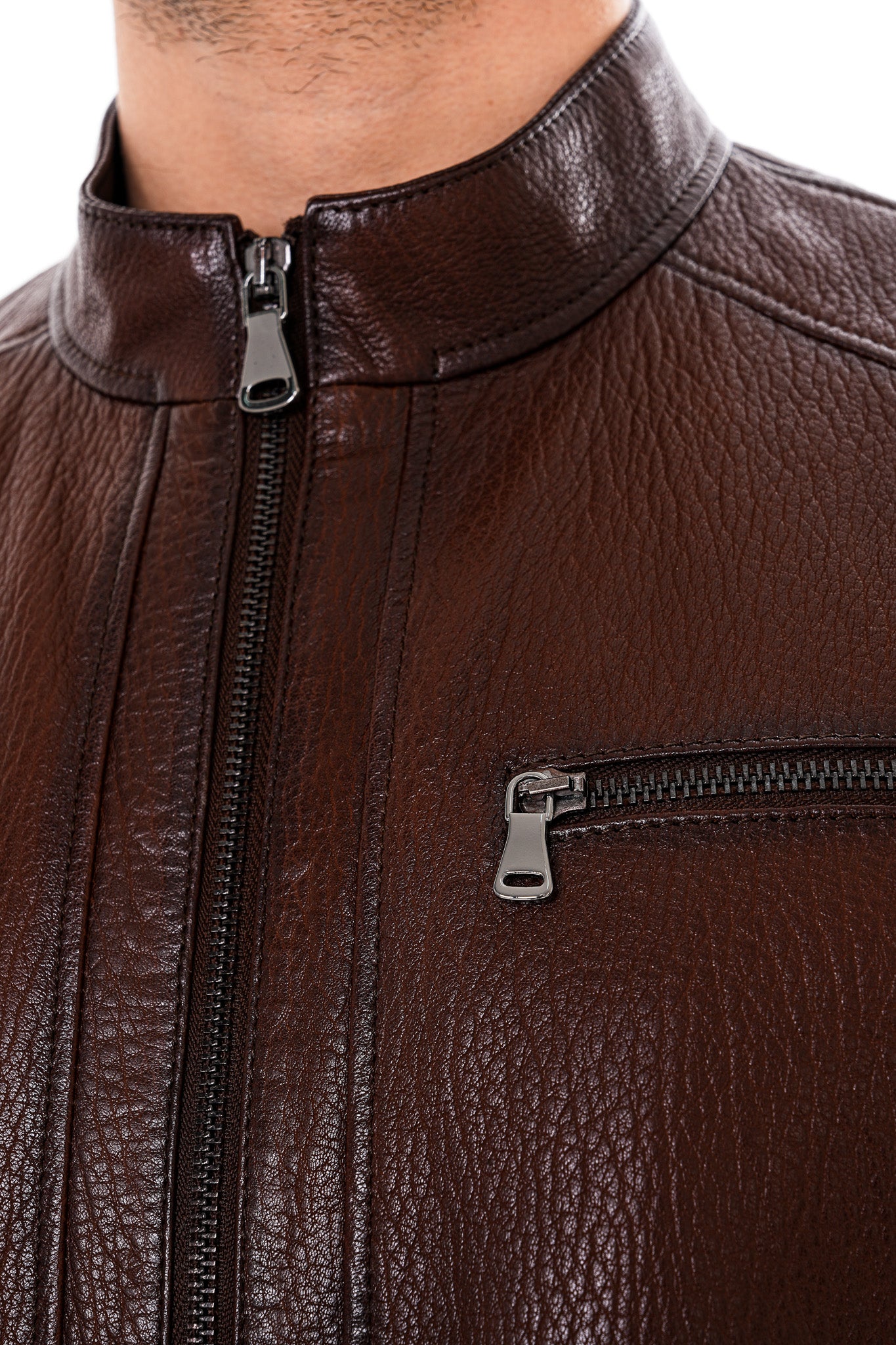 The Falcon Brown Pebbled Leather Men Jacket