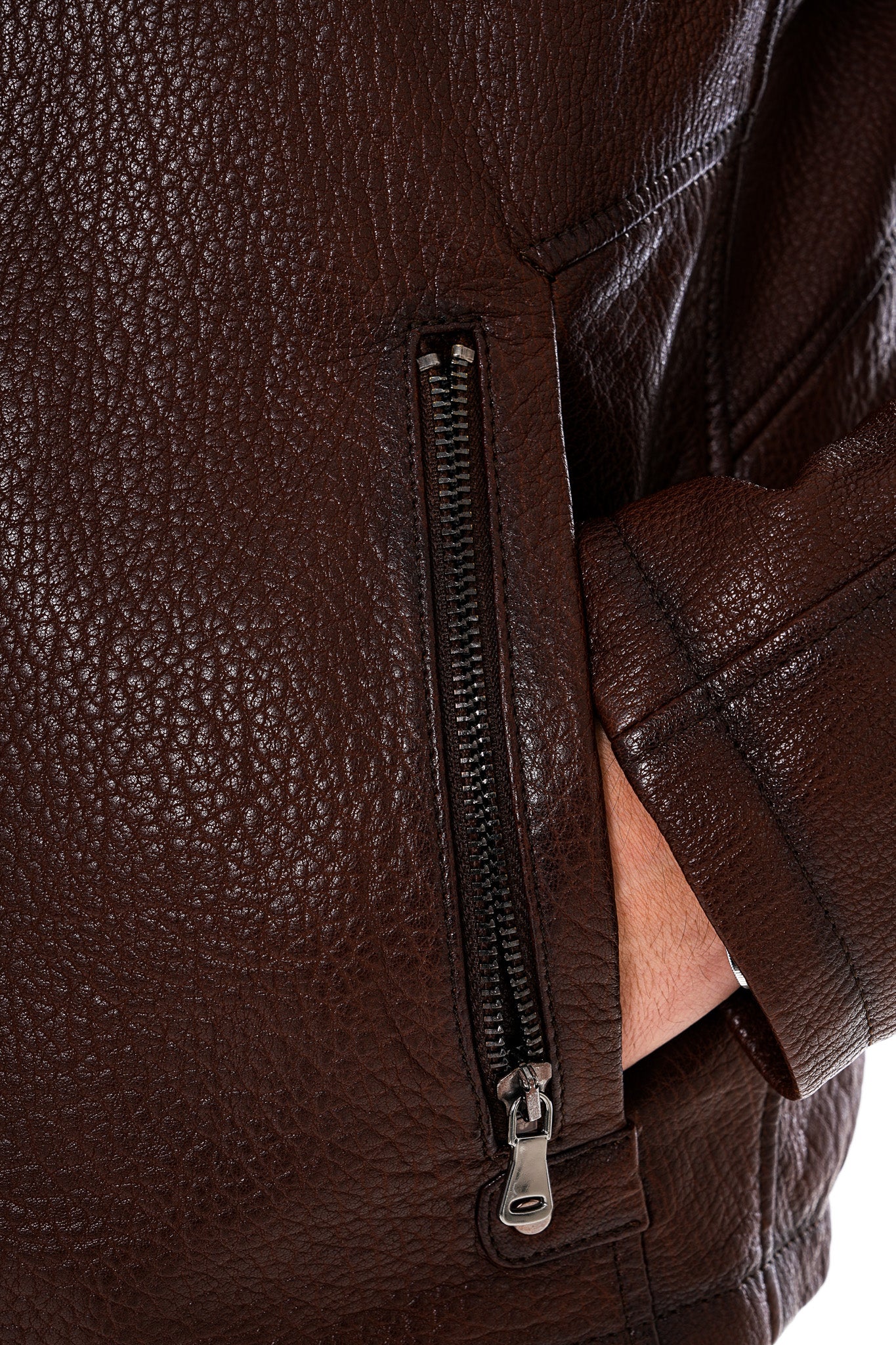 The Falcon Brown Pebbled Leather Men Jacket