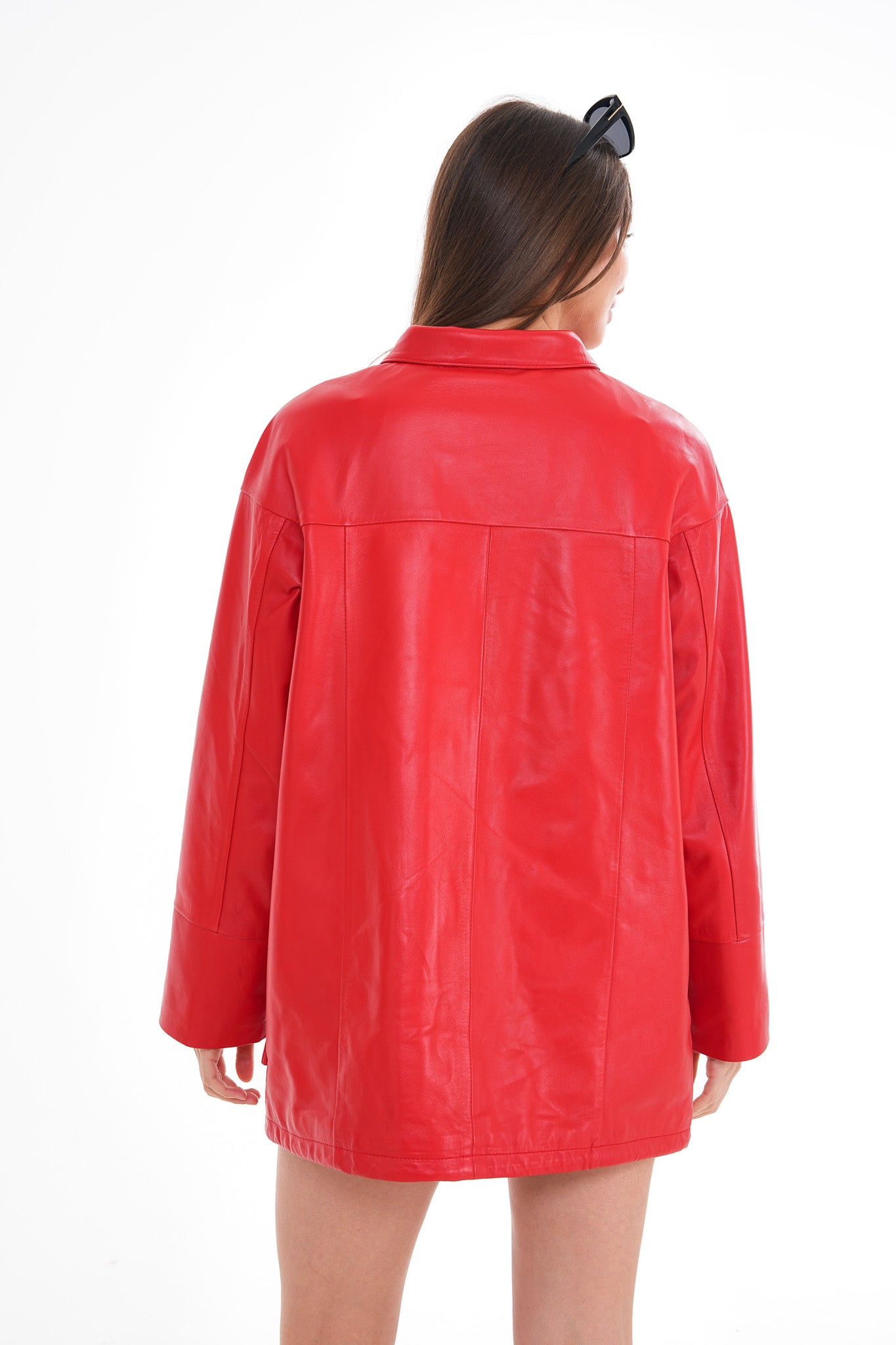 The Lioara Red Leather Women Jacket