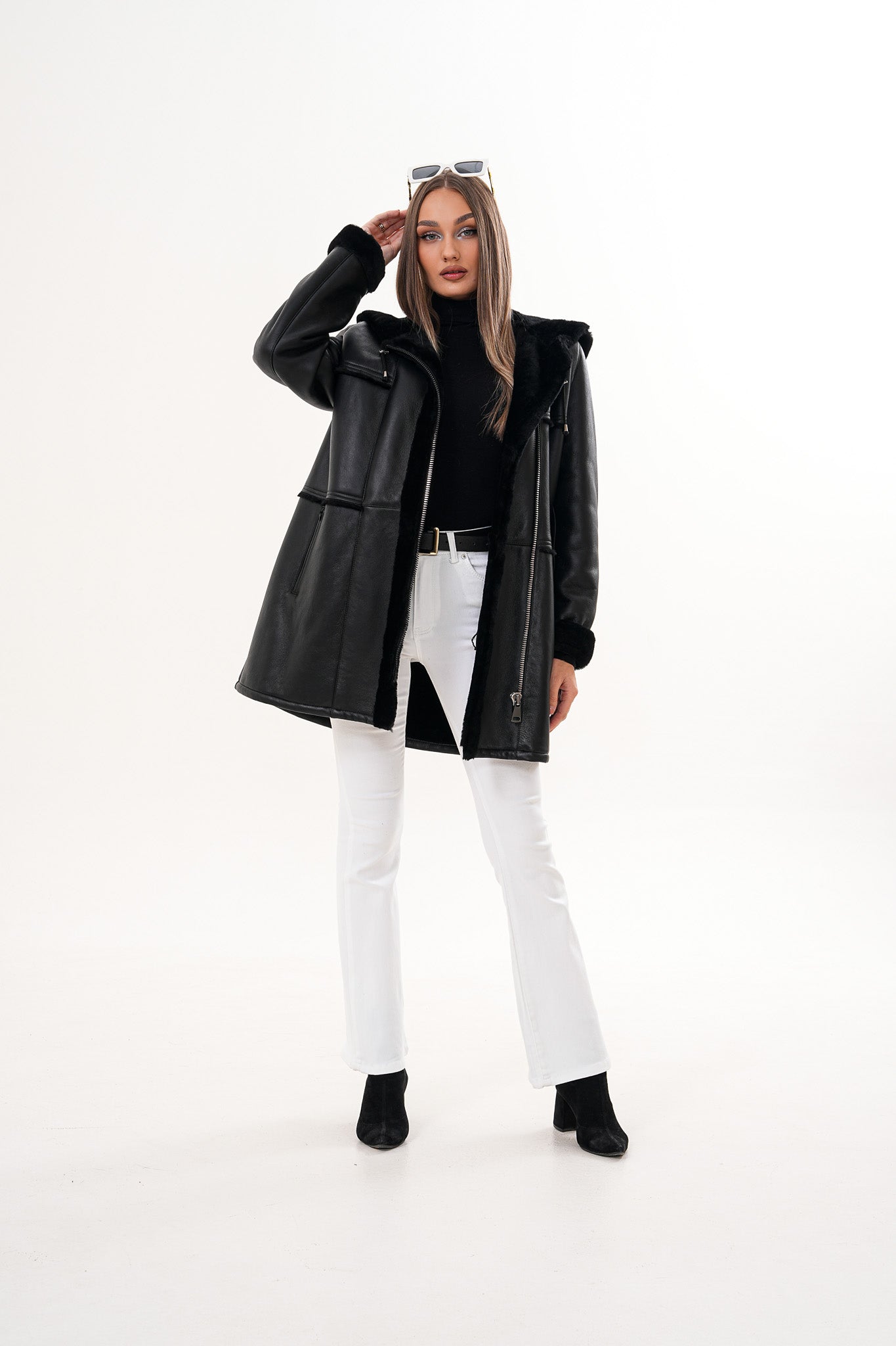 The Belluna Black Shearling Women Jacket