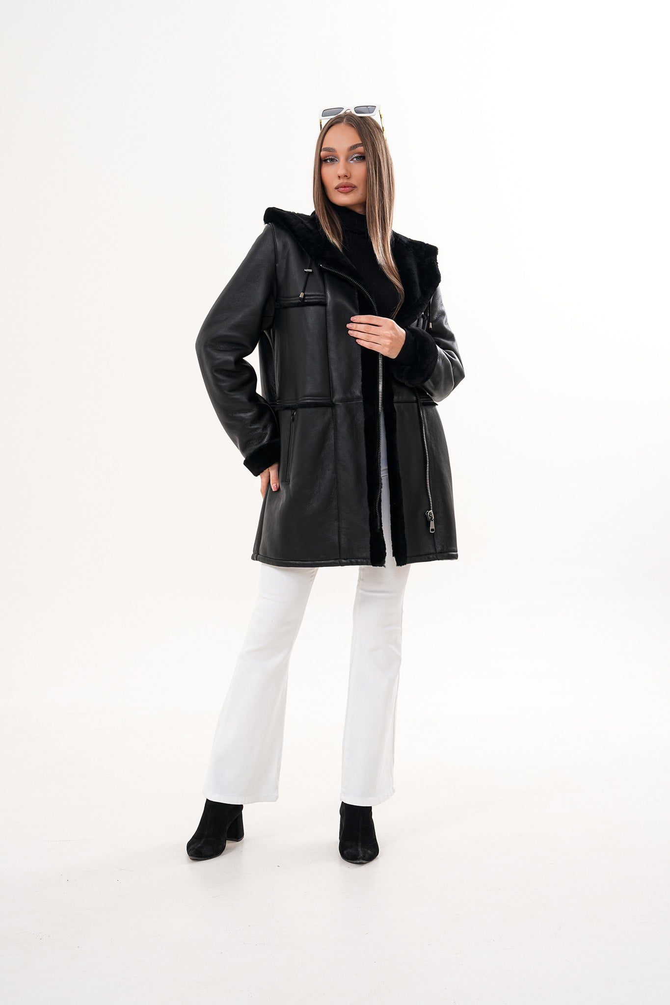 The Belluna Black Shearling Women Jacket