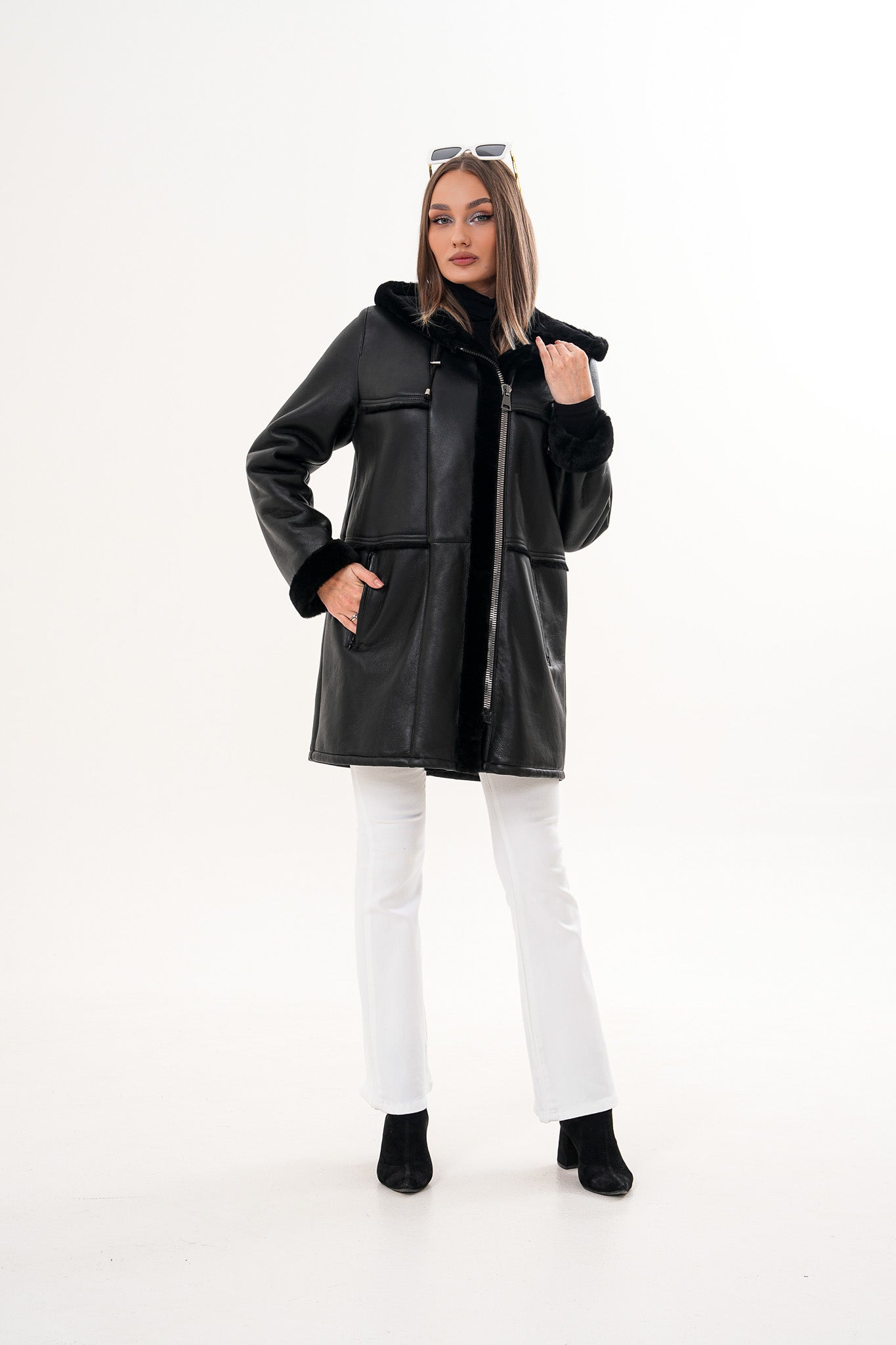 The Belluna Black Shearling Women Jacket
