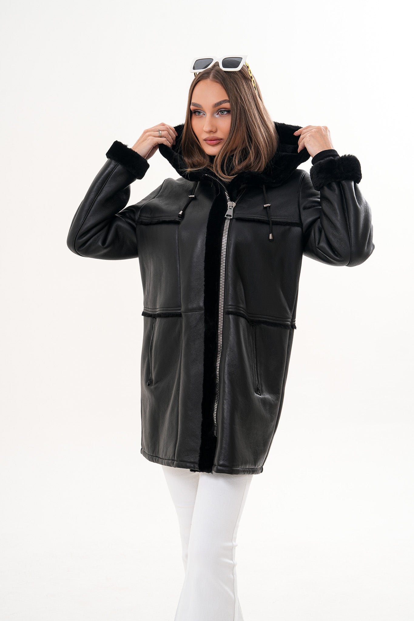 The Belluna Black Shearling Women Jacket