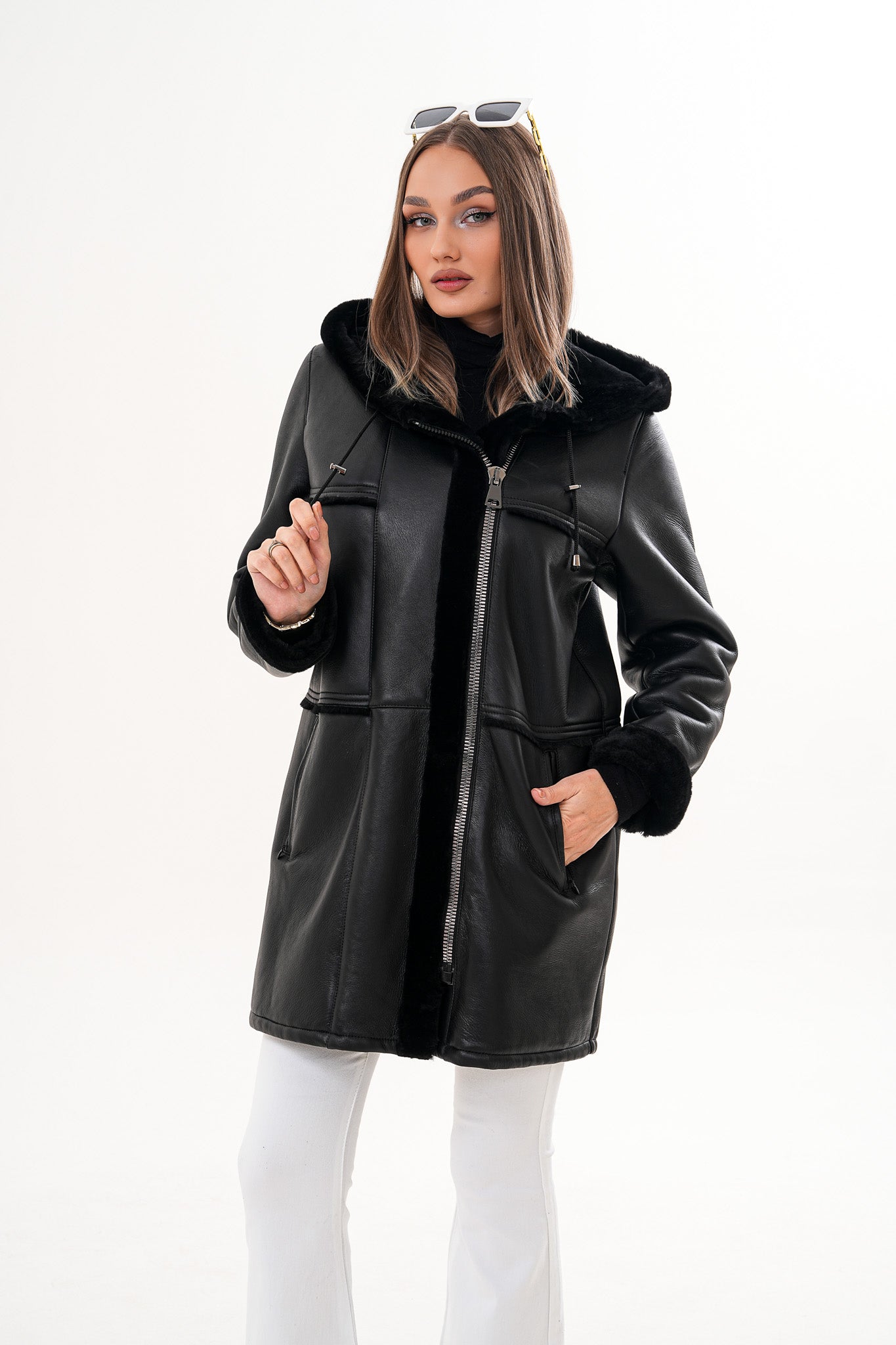 The Belluna Black Shearling Women Jacket